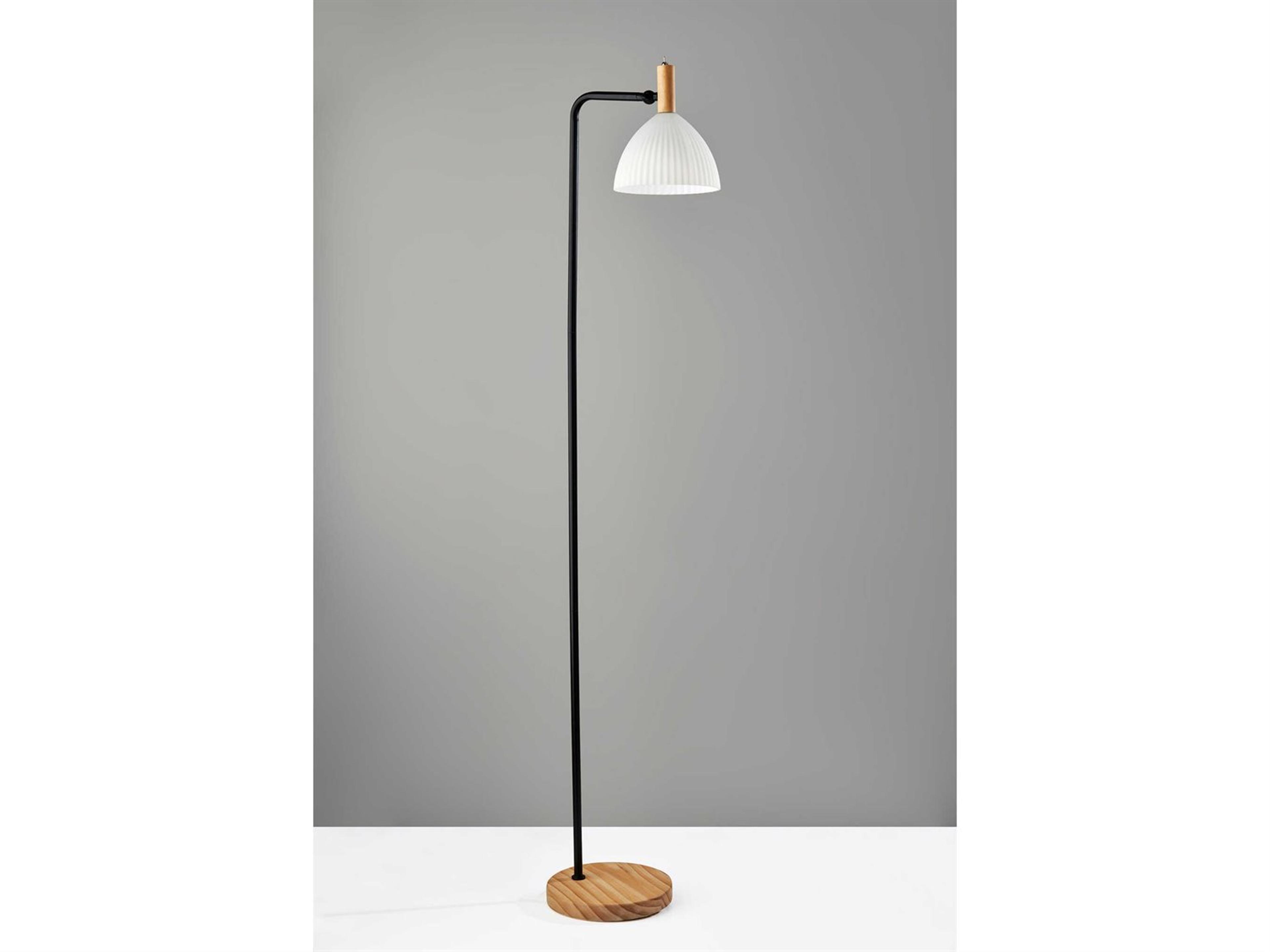 Adesso Peyton Black Natural White Glass Floor Lamp