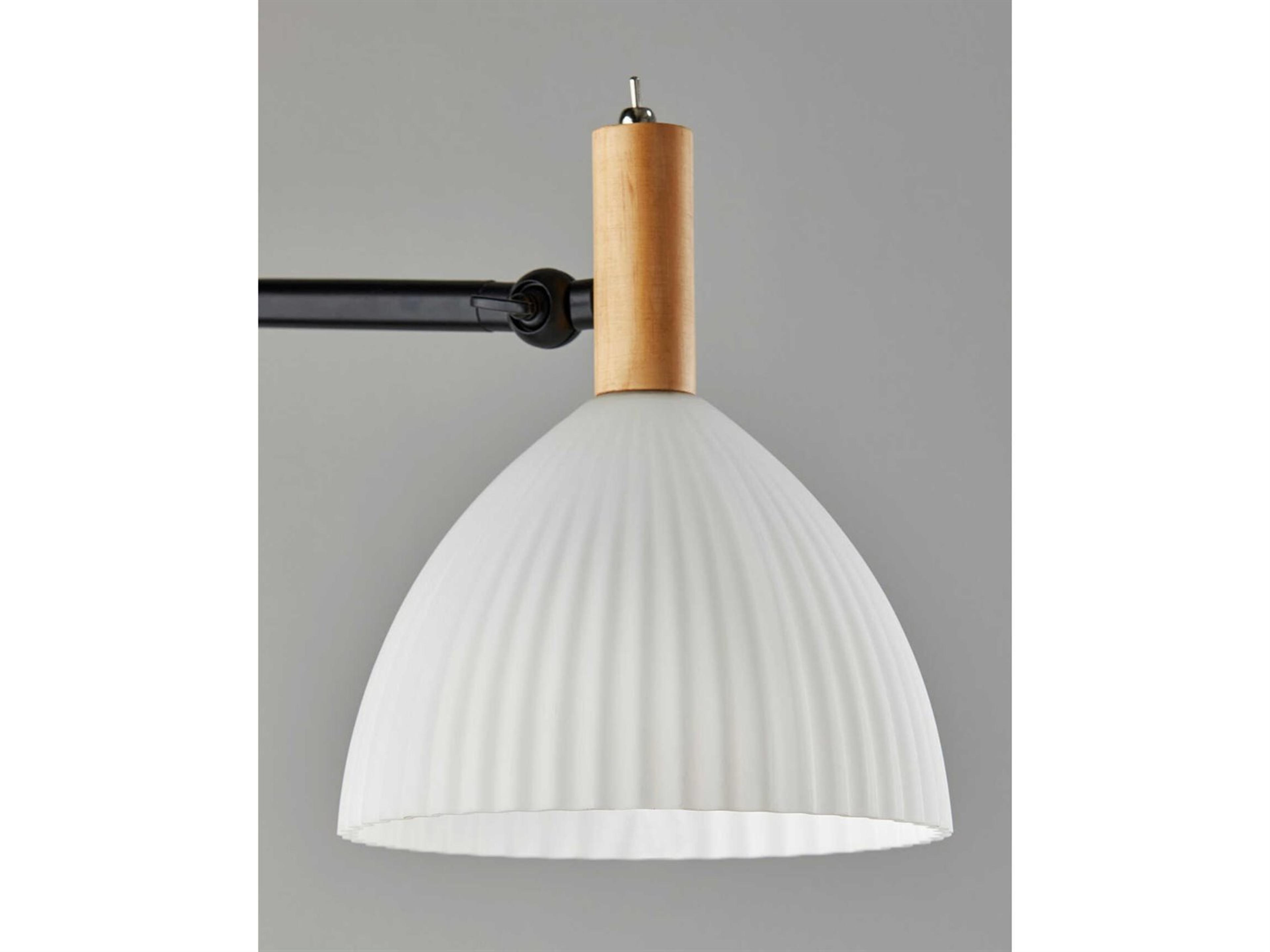 Adesso Peyton Black Natural White Glass Floor Lamp