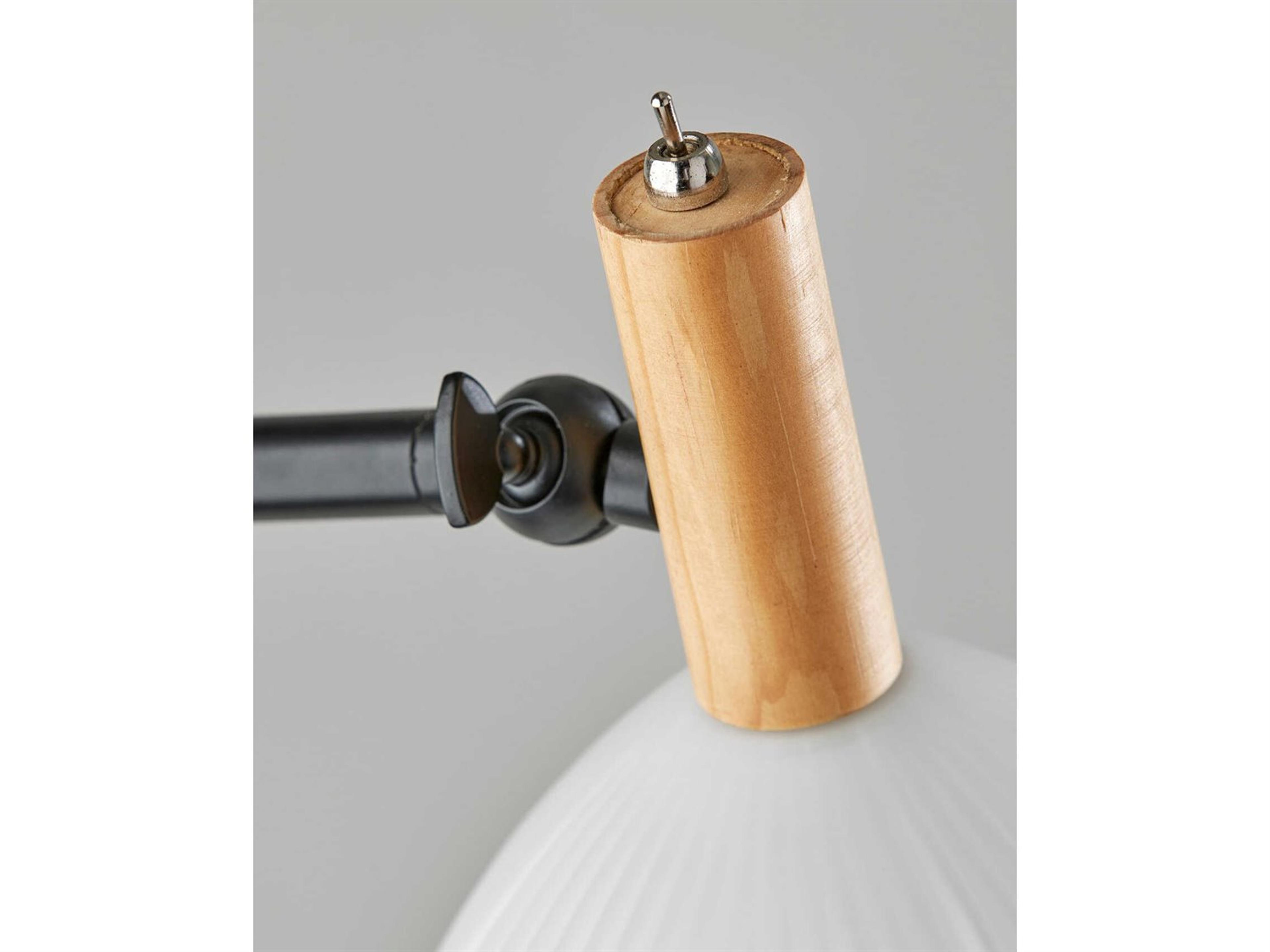 Adesso Peyton Black Natural White Glass Floor Lamp