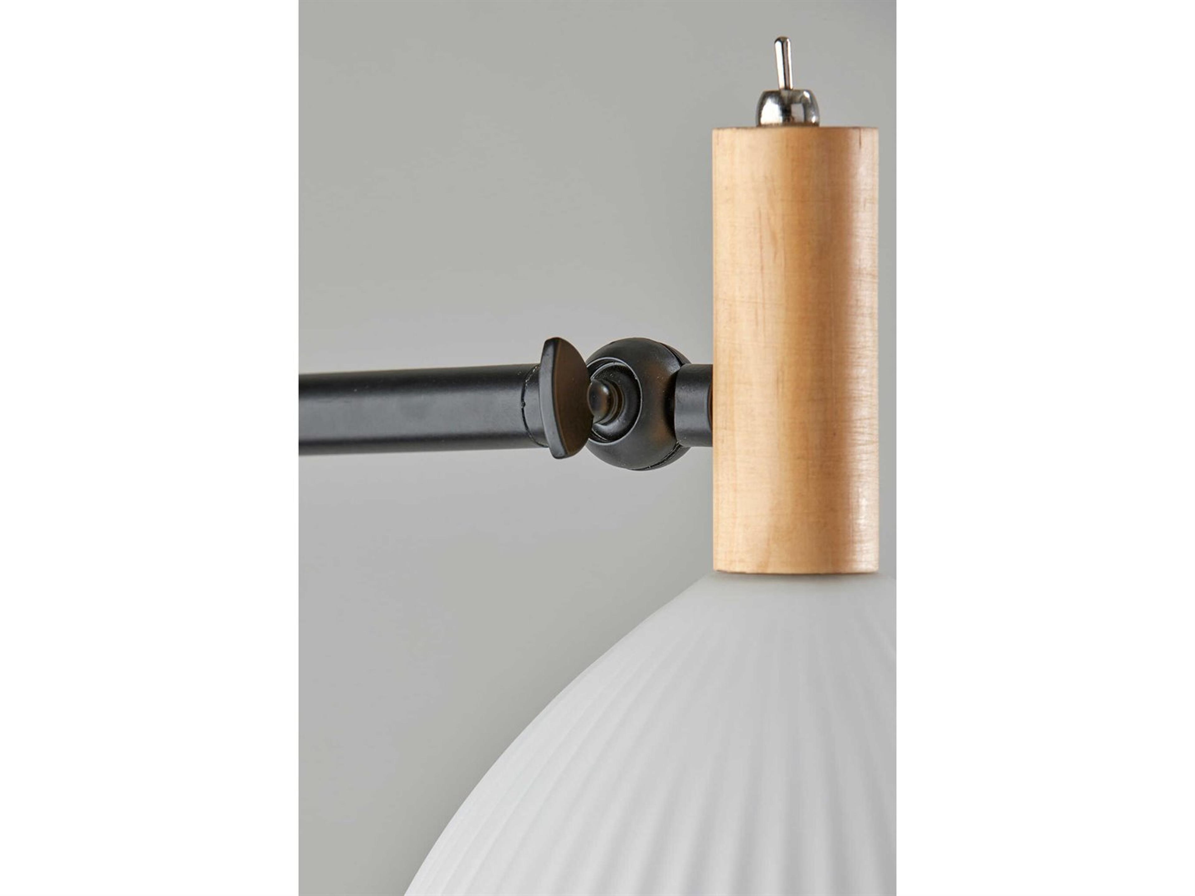 Adesso Peyton Black Natural White Glass Floor Lamp