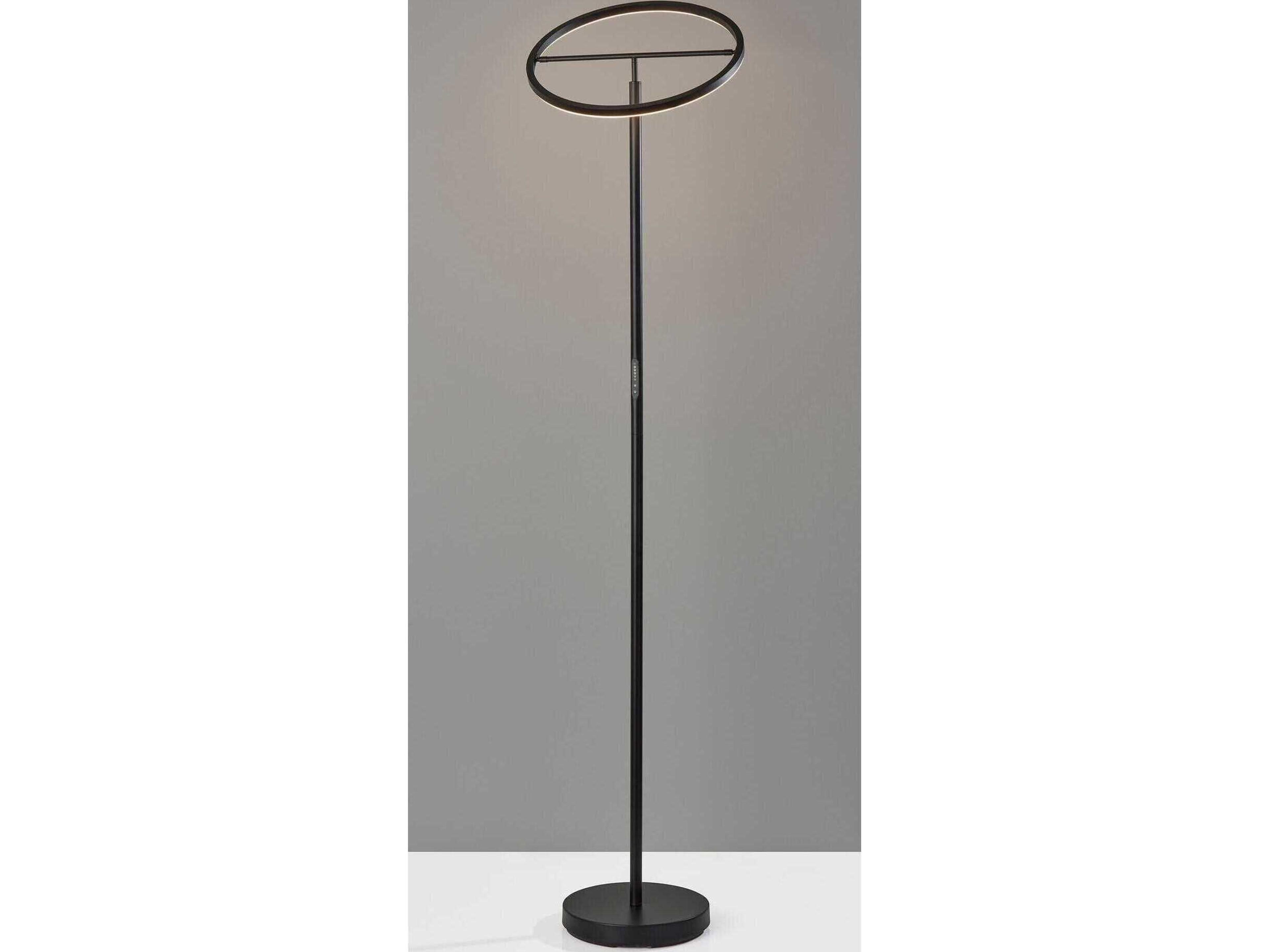 Adesso Falcon Black Metal With Frosted Rubber Diffuser Floor Lamp
