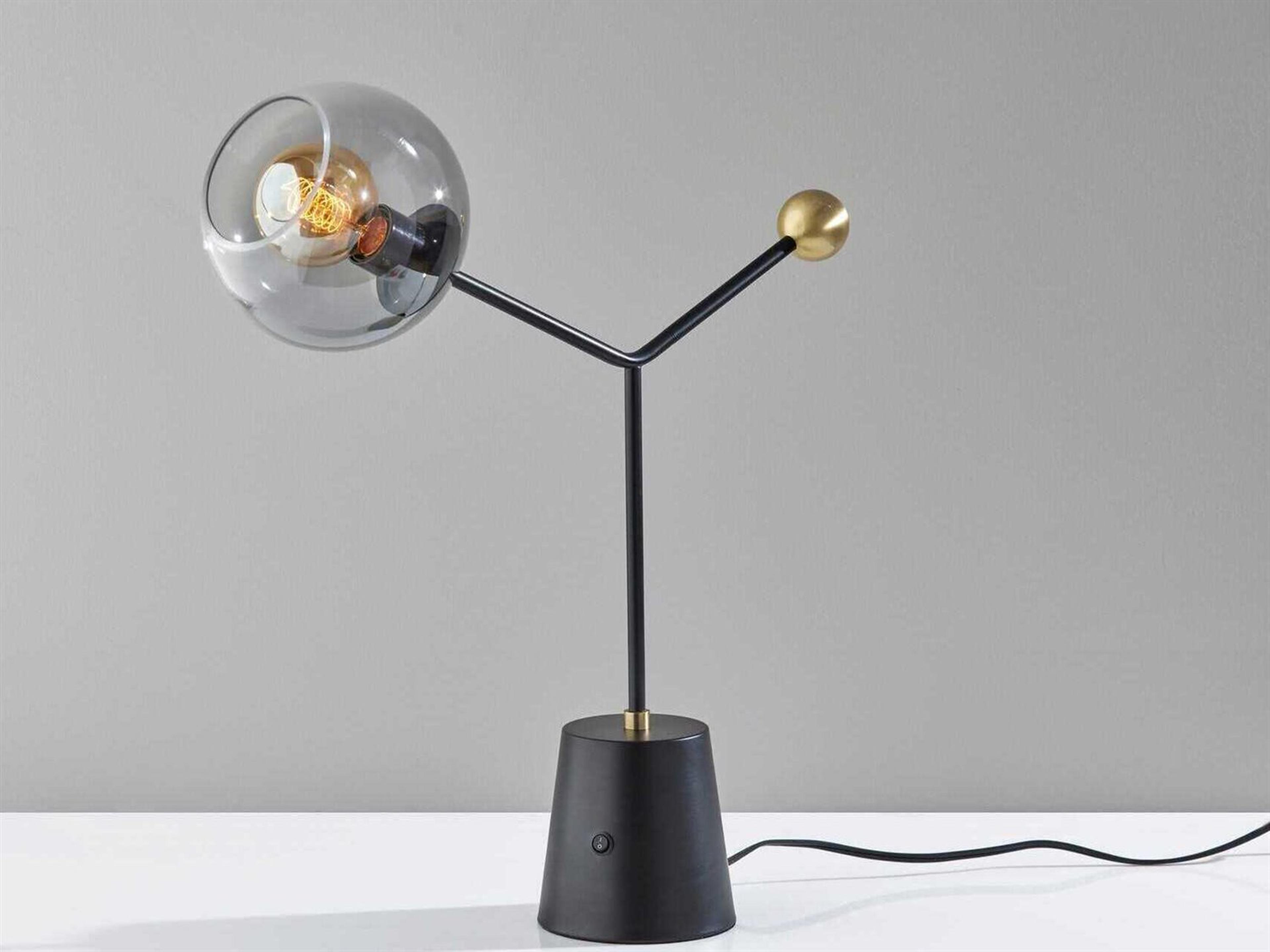 Adesso Dusk Black Fading Smoked Glass Table Lamp