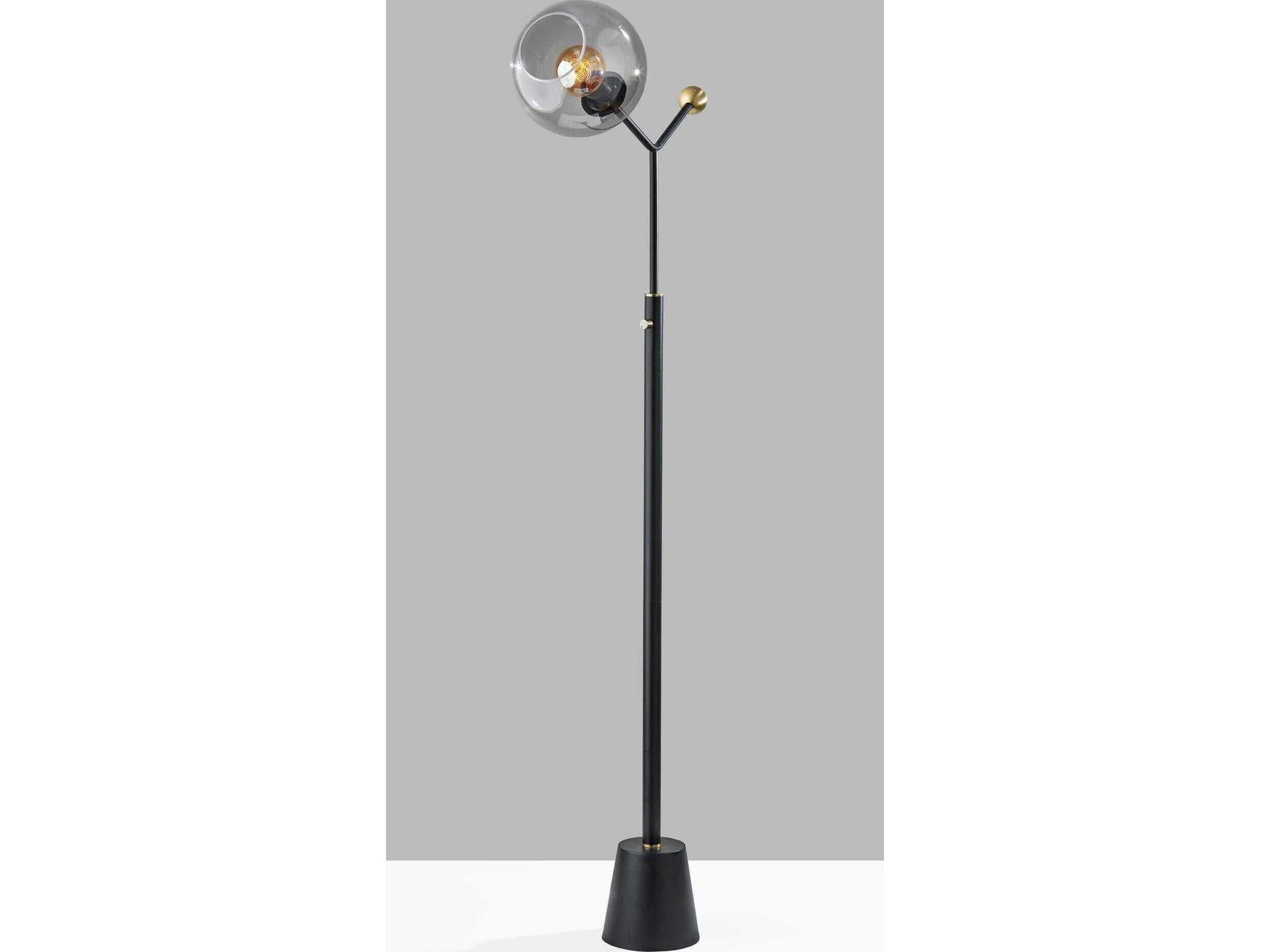 Adesso Dusk Black Fading Smoked Glass Floor Lamp