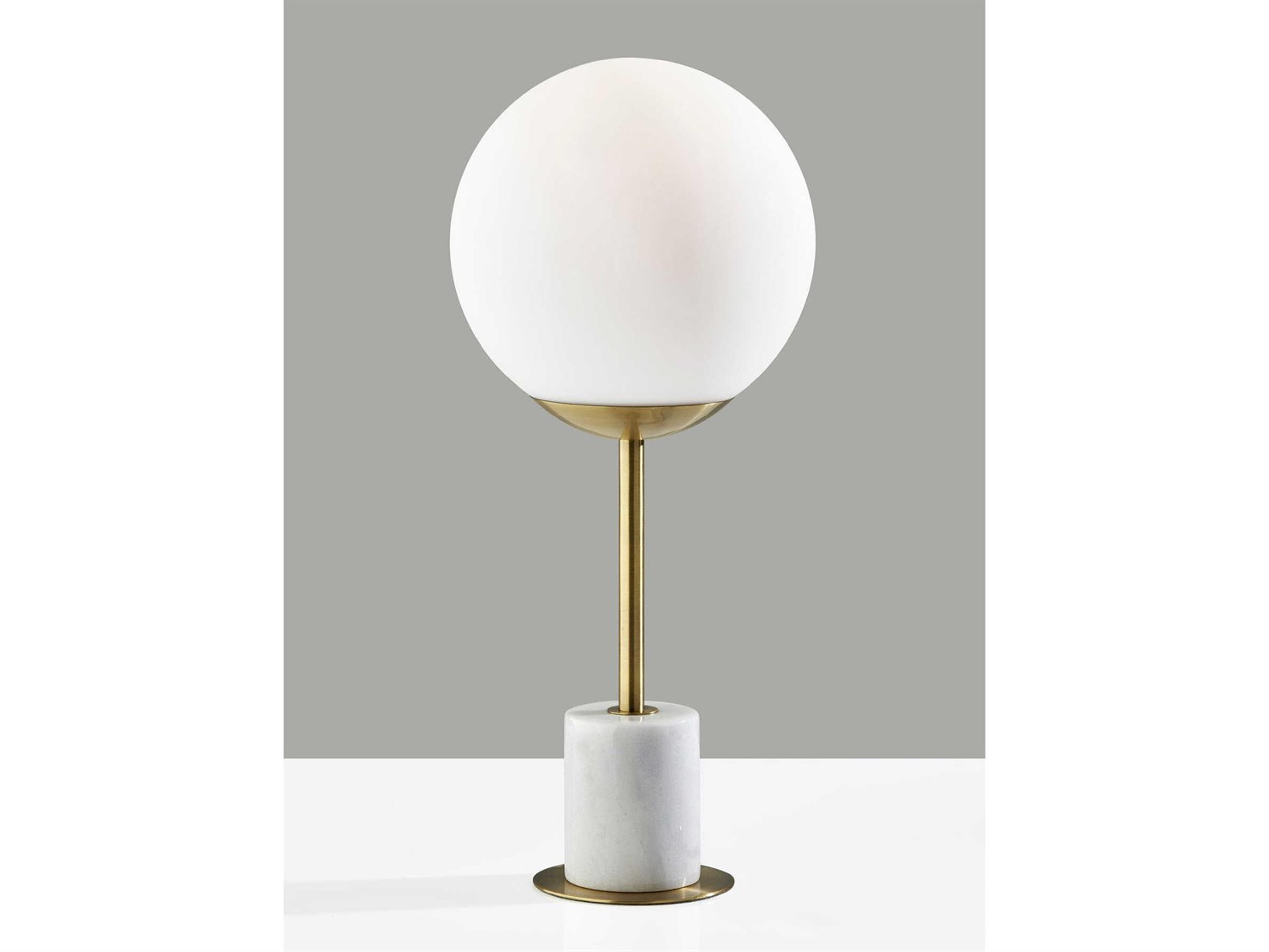 Adesso Terra Antique Brass White Matte Glass Table Lamp