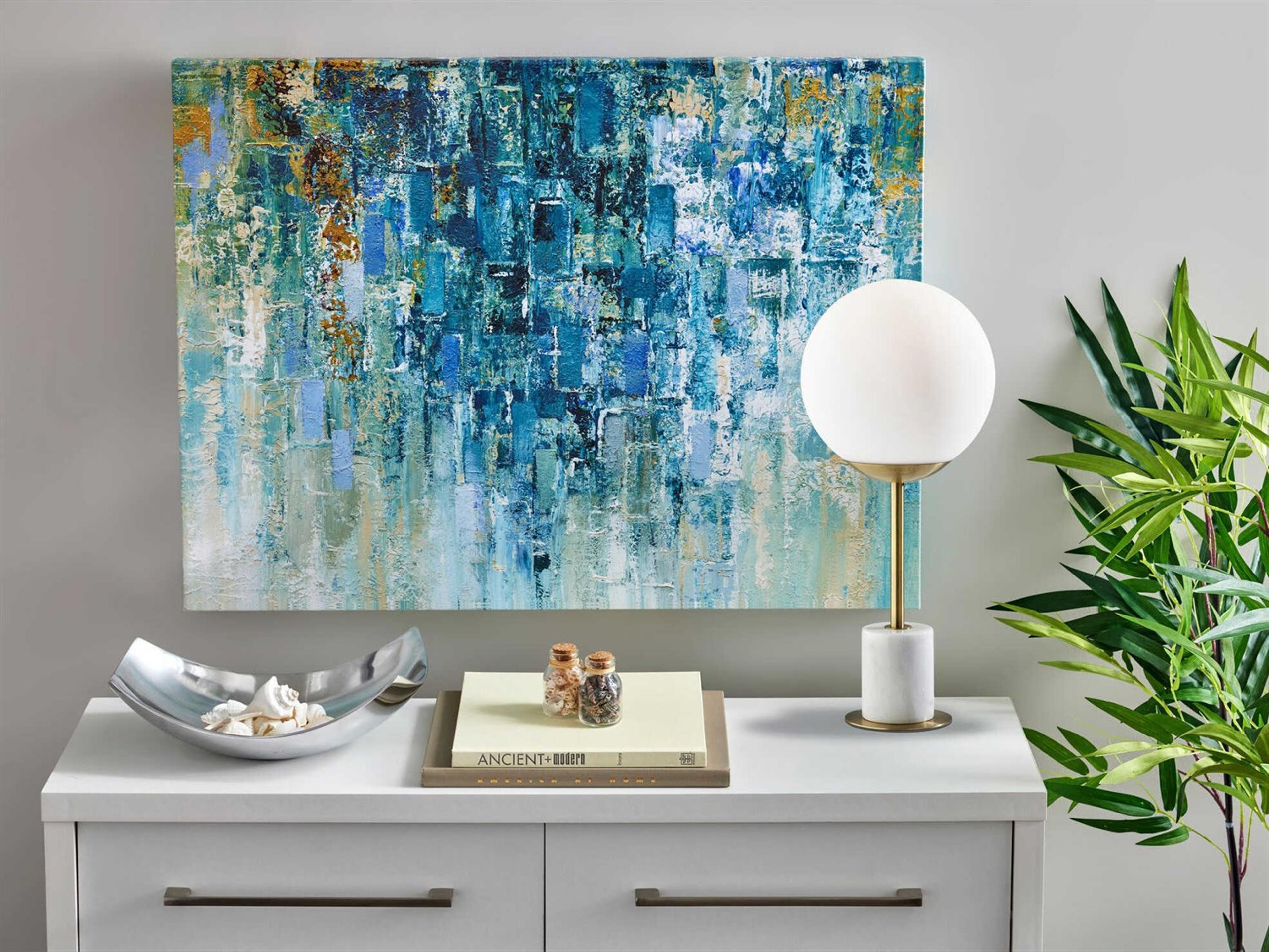 Adesso Terra Antique Brass White Matte Glass Table Lamp