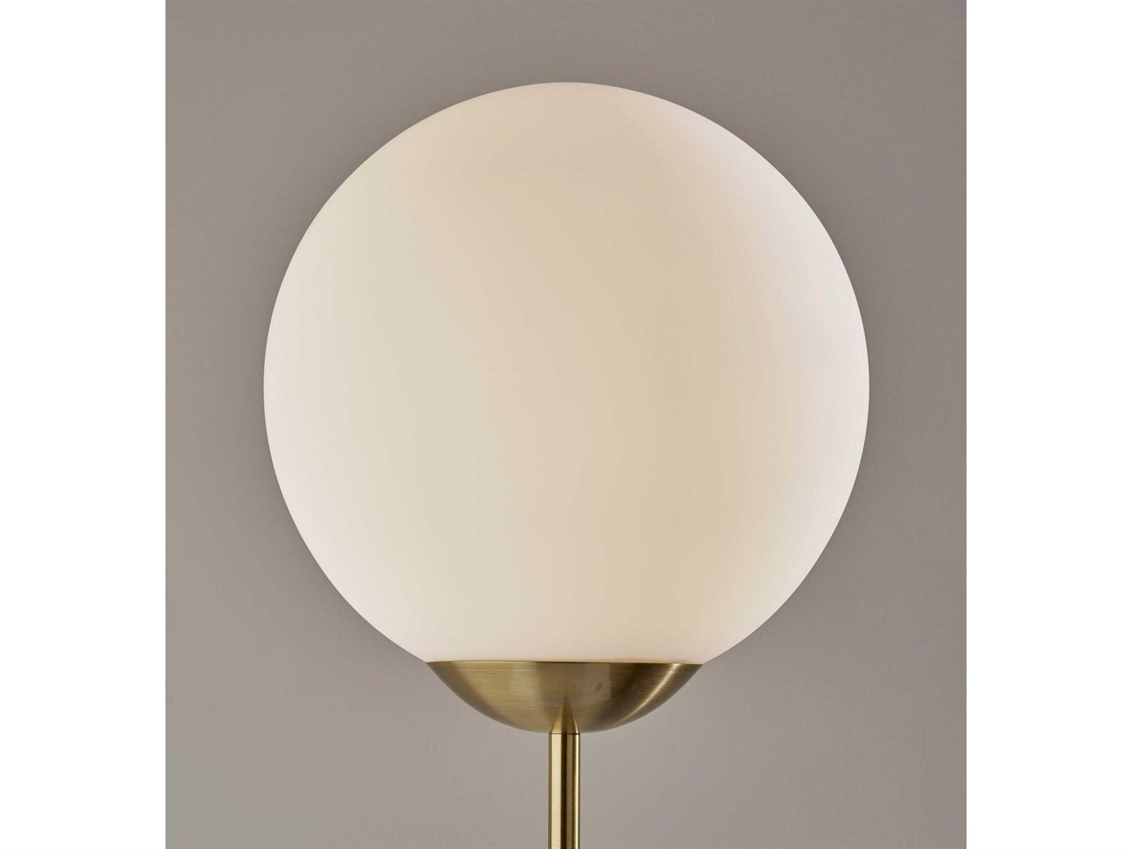 Adesso Terra Antique Brass White Matte Glass Floor Lamp