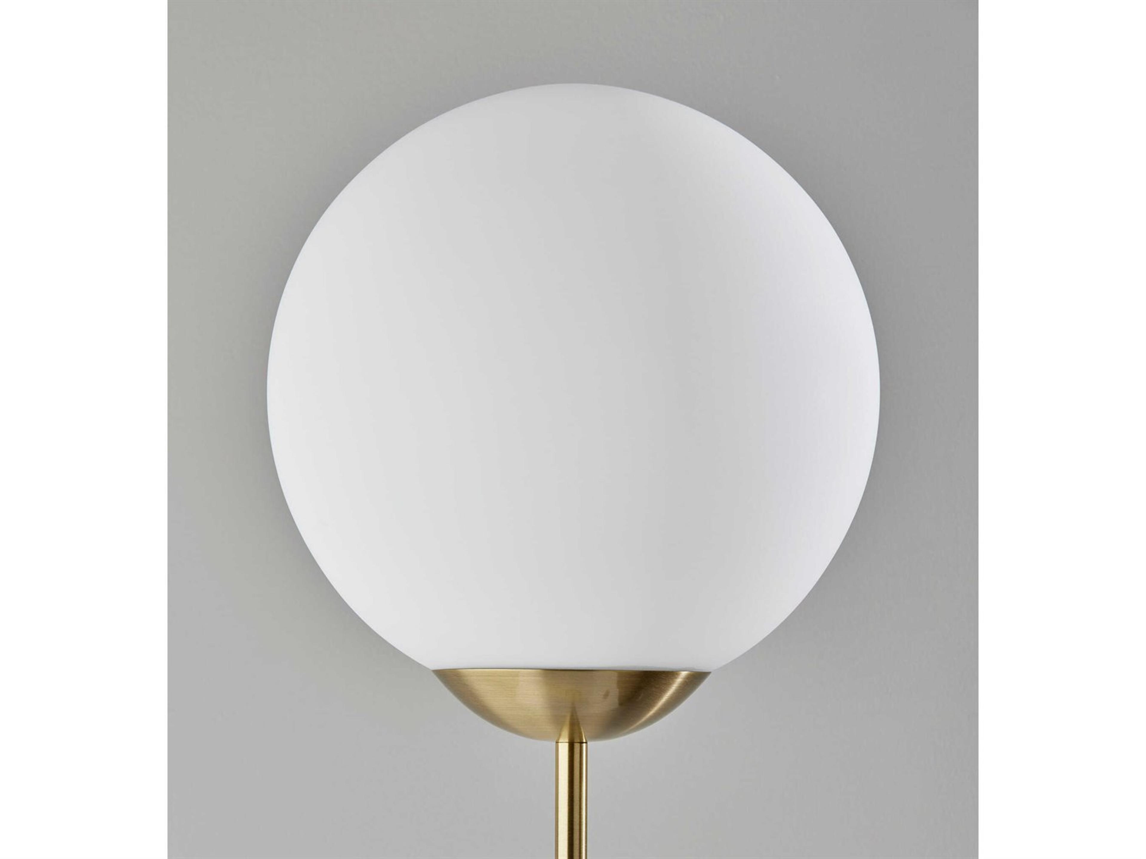 Adesso Terra Antique Brass White Matte Glass Floor Lamp