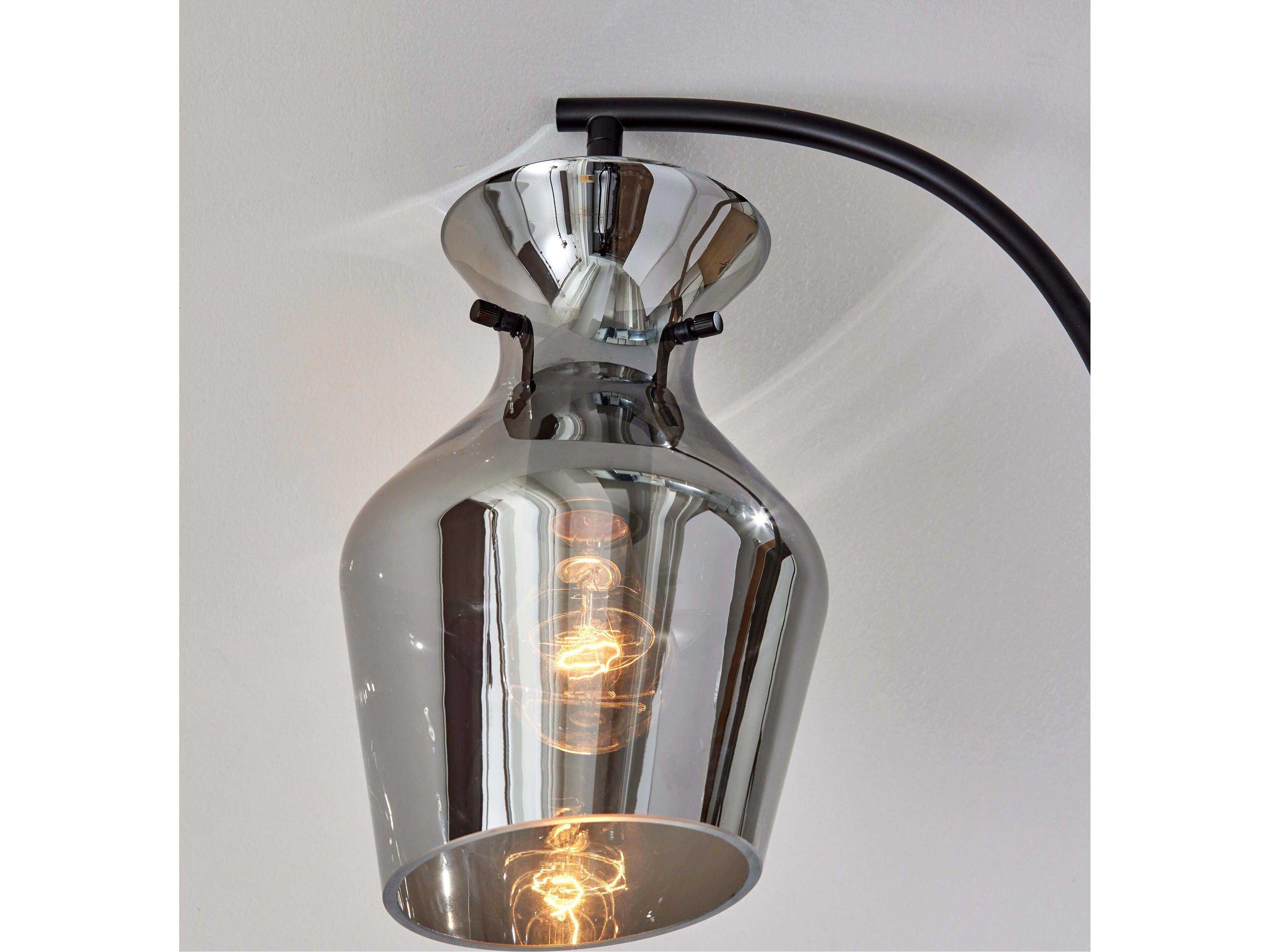 Adesso Tate Black Mirrored Smoked Glass Table Lamp