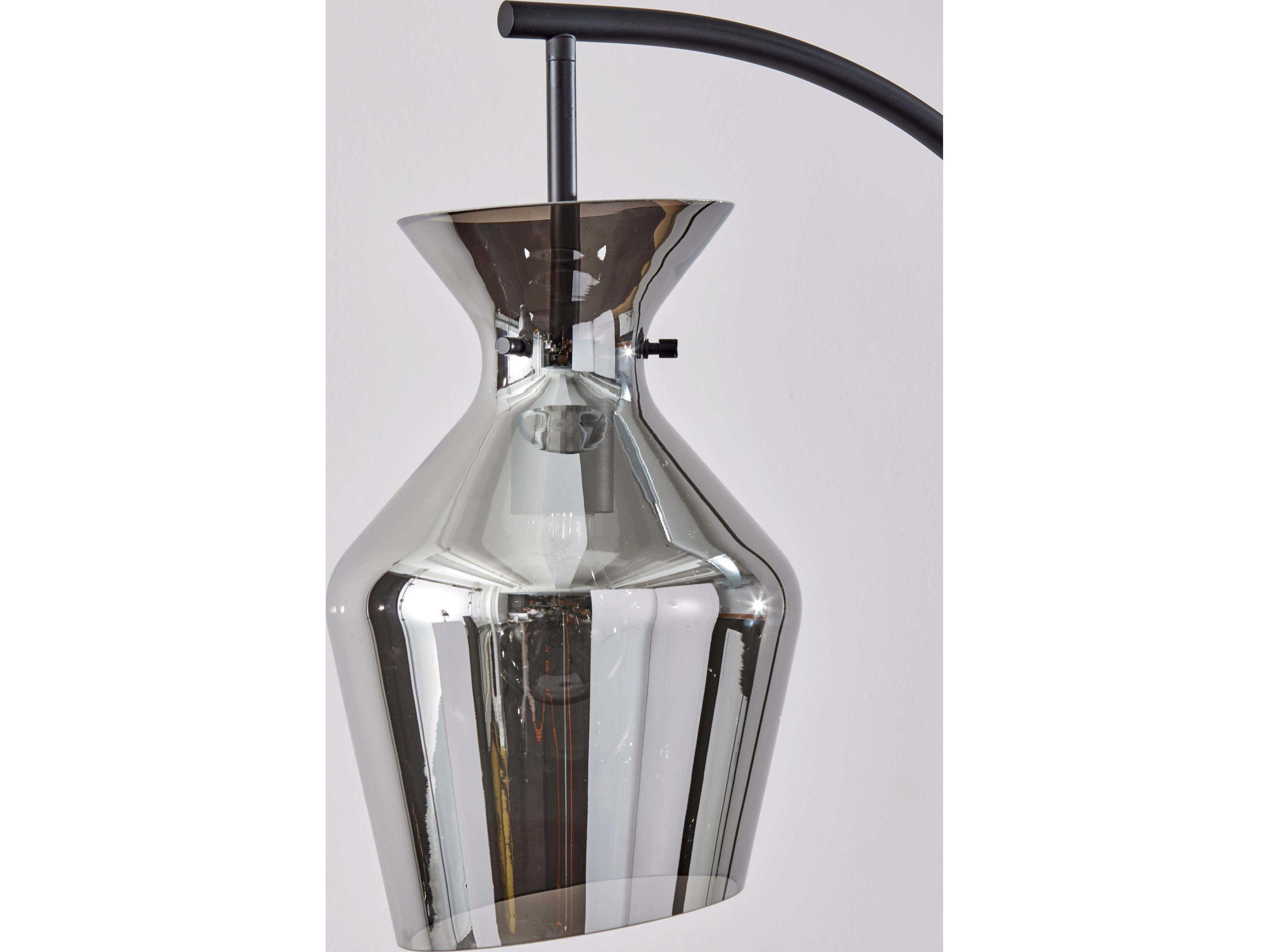 Adesso Tate Black Mirrored Smoked Glass Floor Lamp