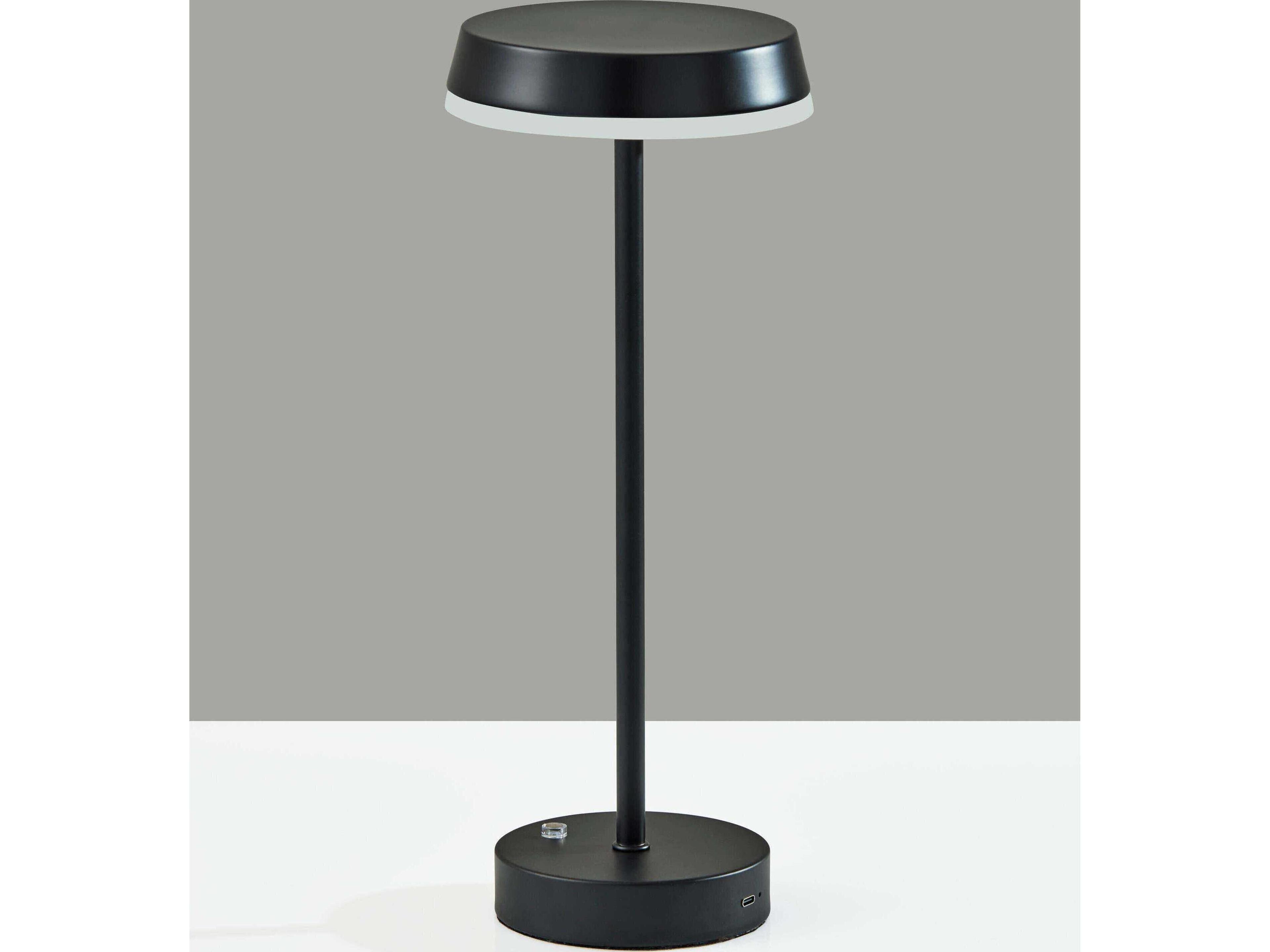 Adesso Tommy Black Metal With Frosted Diffuser Table Lamp