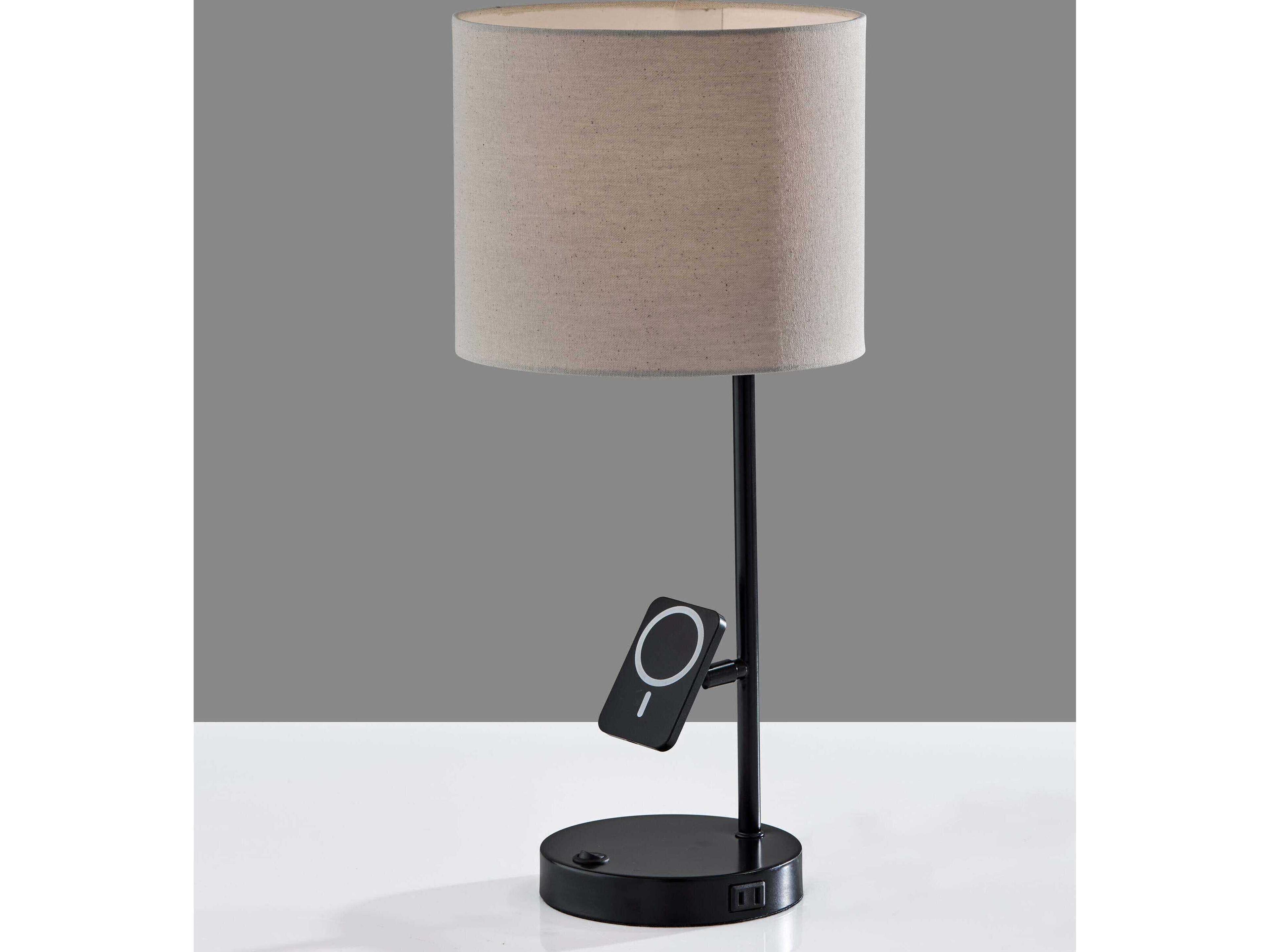 Adesso Wyatt Black Beige Fabric Table Lamp