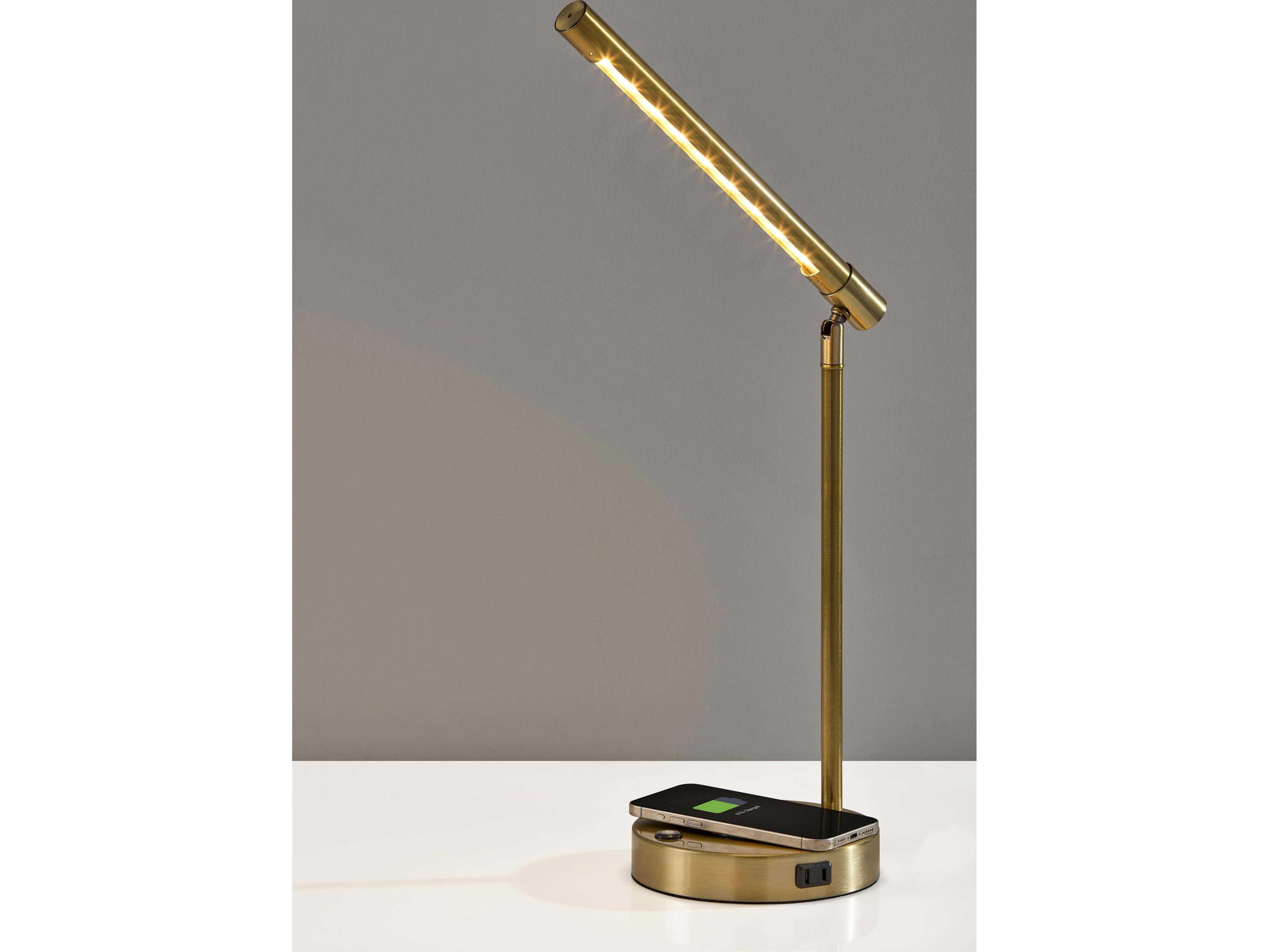 Adesso Dax Antique Brass Metal With Frosted Diffuser Desk Lamp