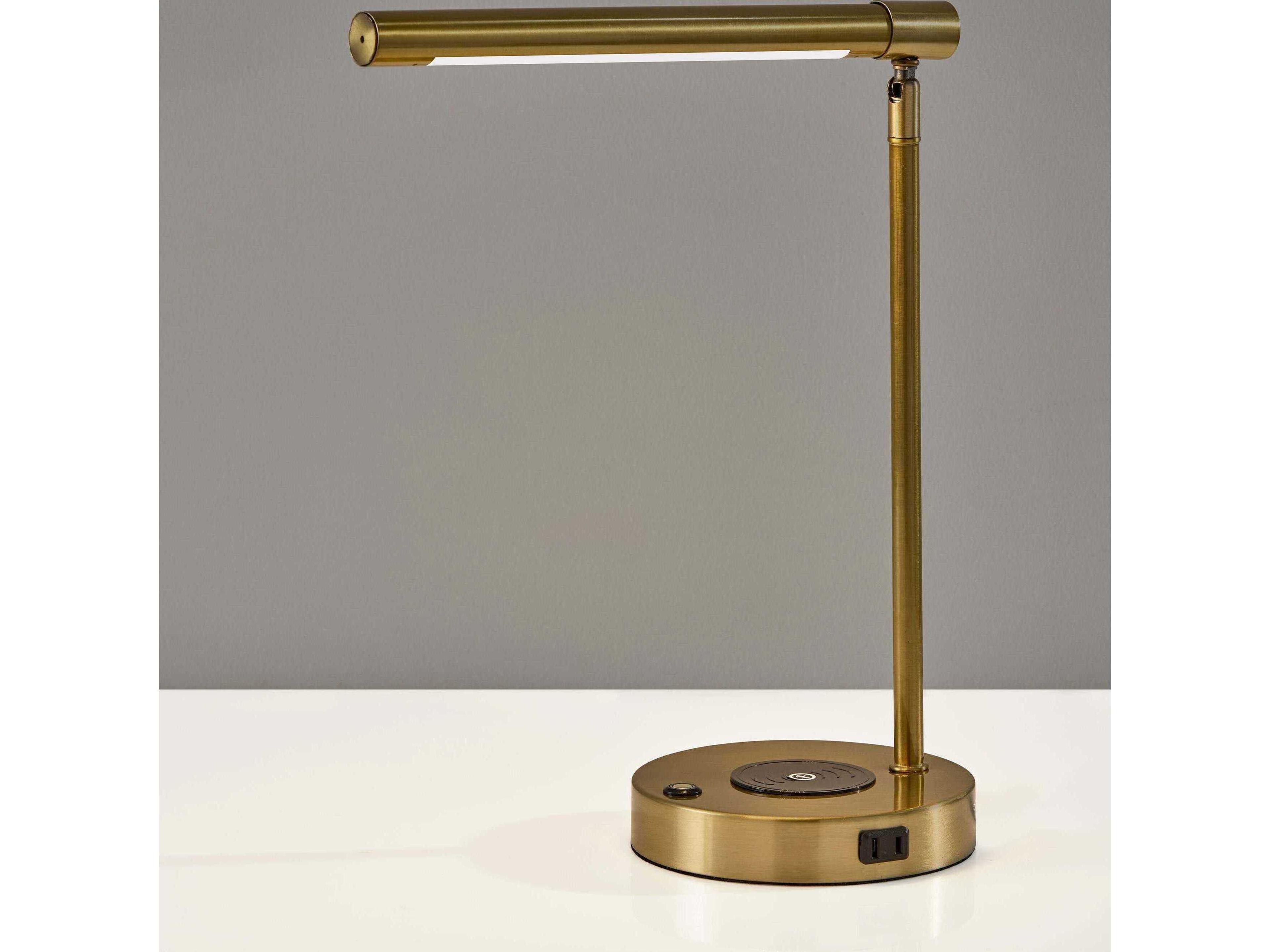 Adesso Dax Antique Brass Metal With Frosted Diffuser Desk Lamp