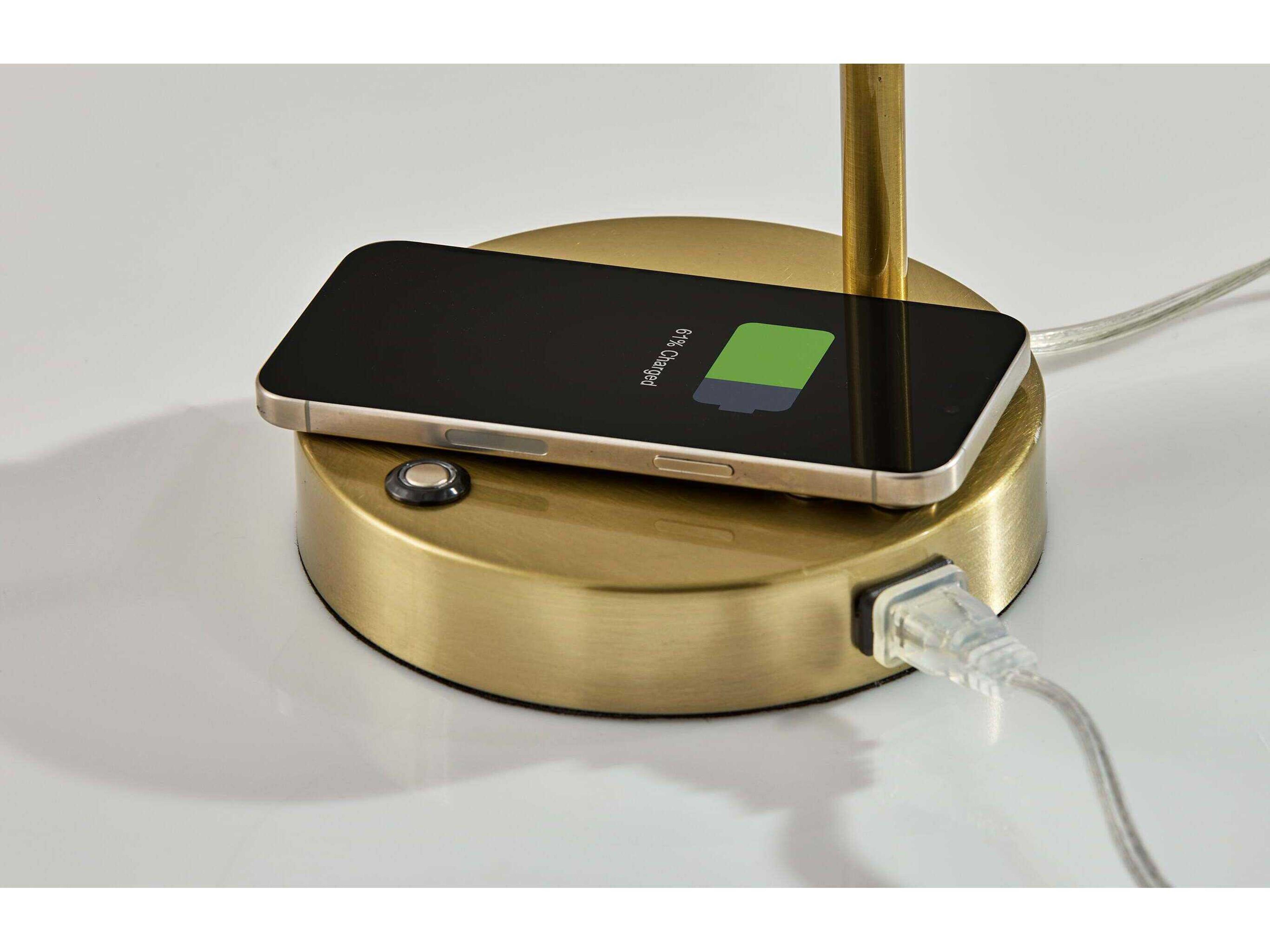 Adesso Dax Antique Brass Metal With Frosted Diffuser Desk Lamp