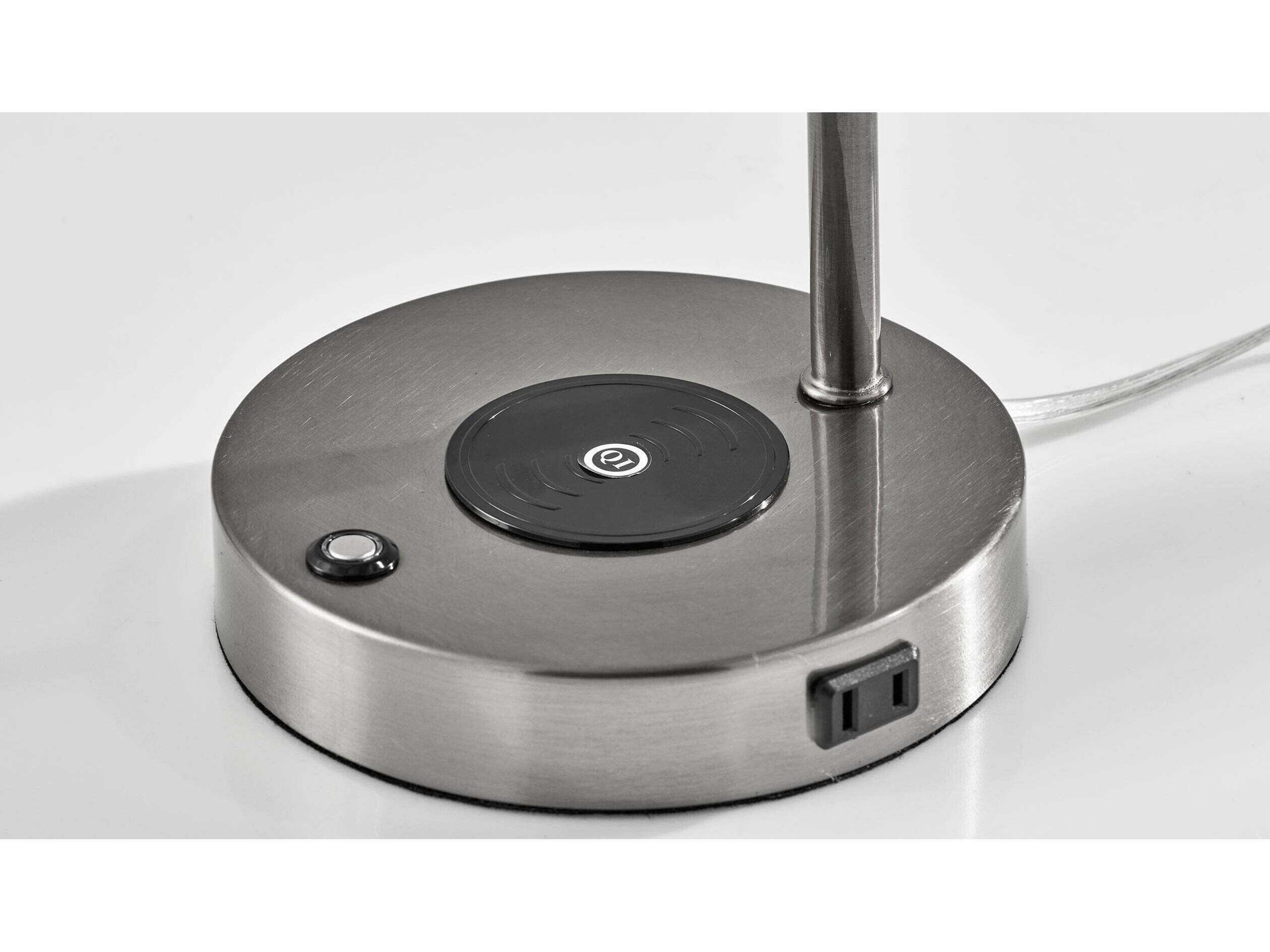 Adesso Dax Brushed Steel Metal With Frosted Diffuser Desk Lamp