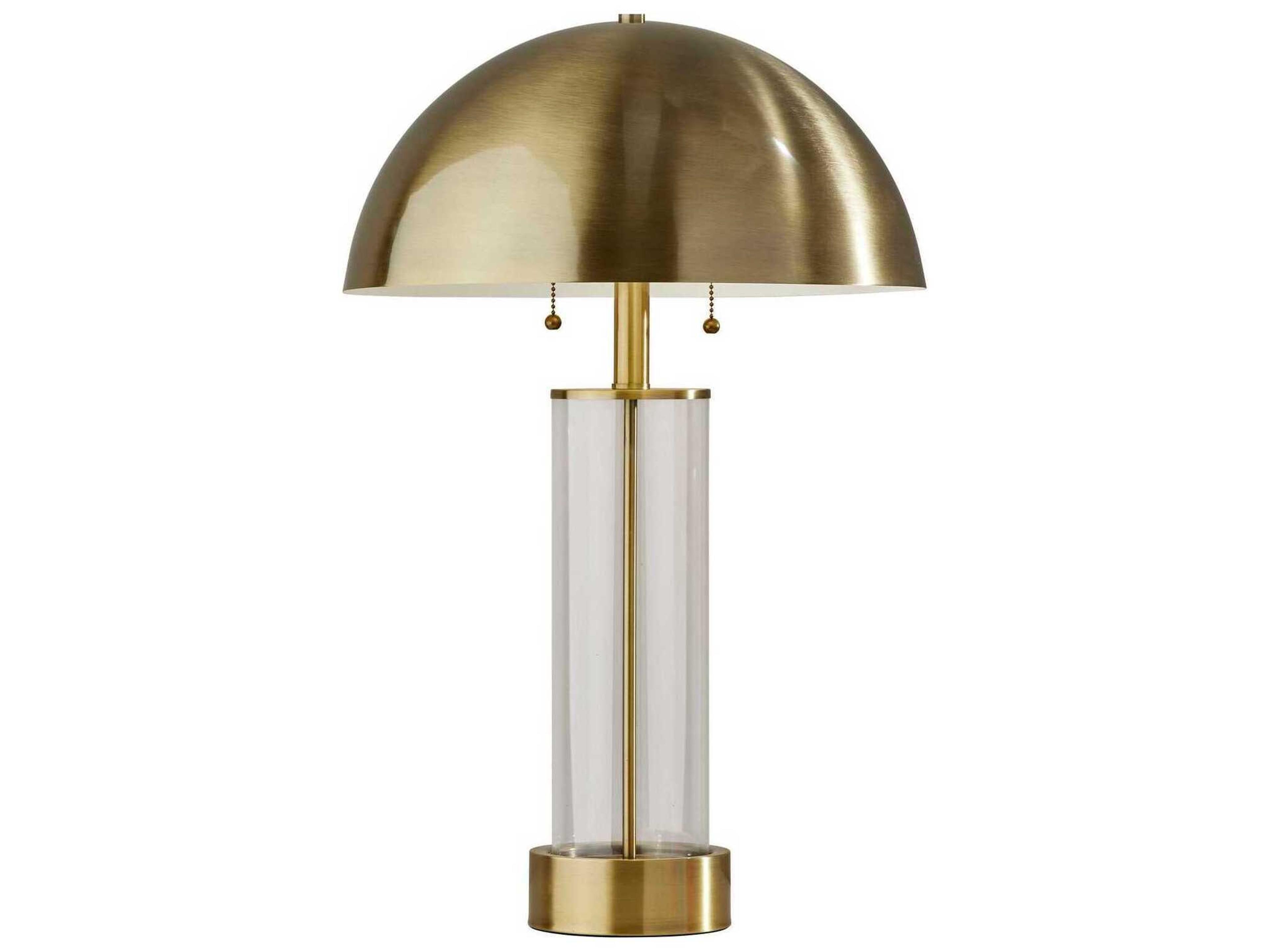 Troy Table Lamp in Antique Brass and Clear Glass