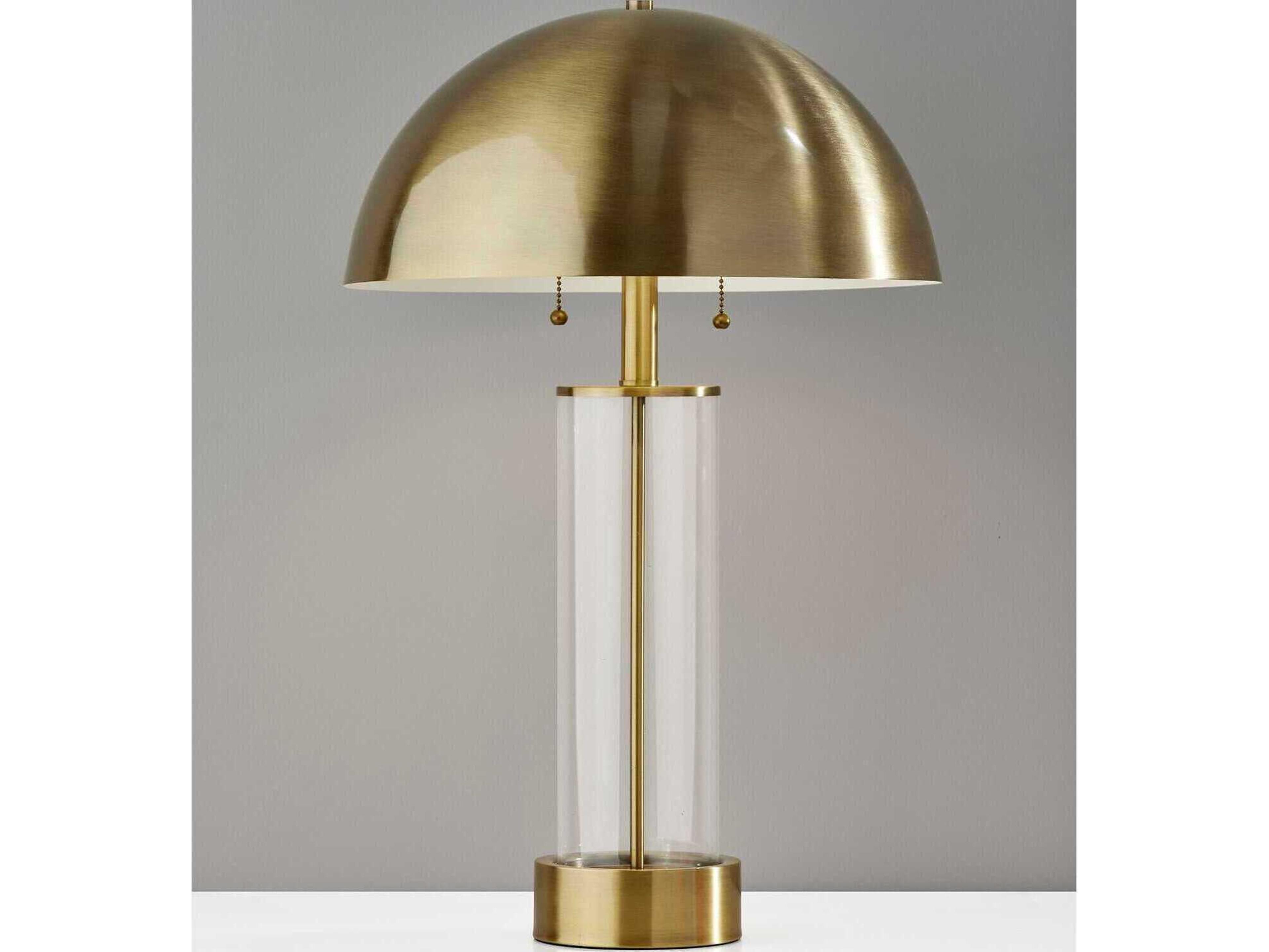 Adesso Troy Antique Brass Clear Glass Metal Buffet Lamp