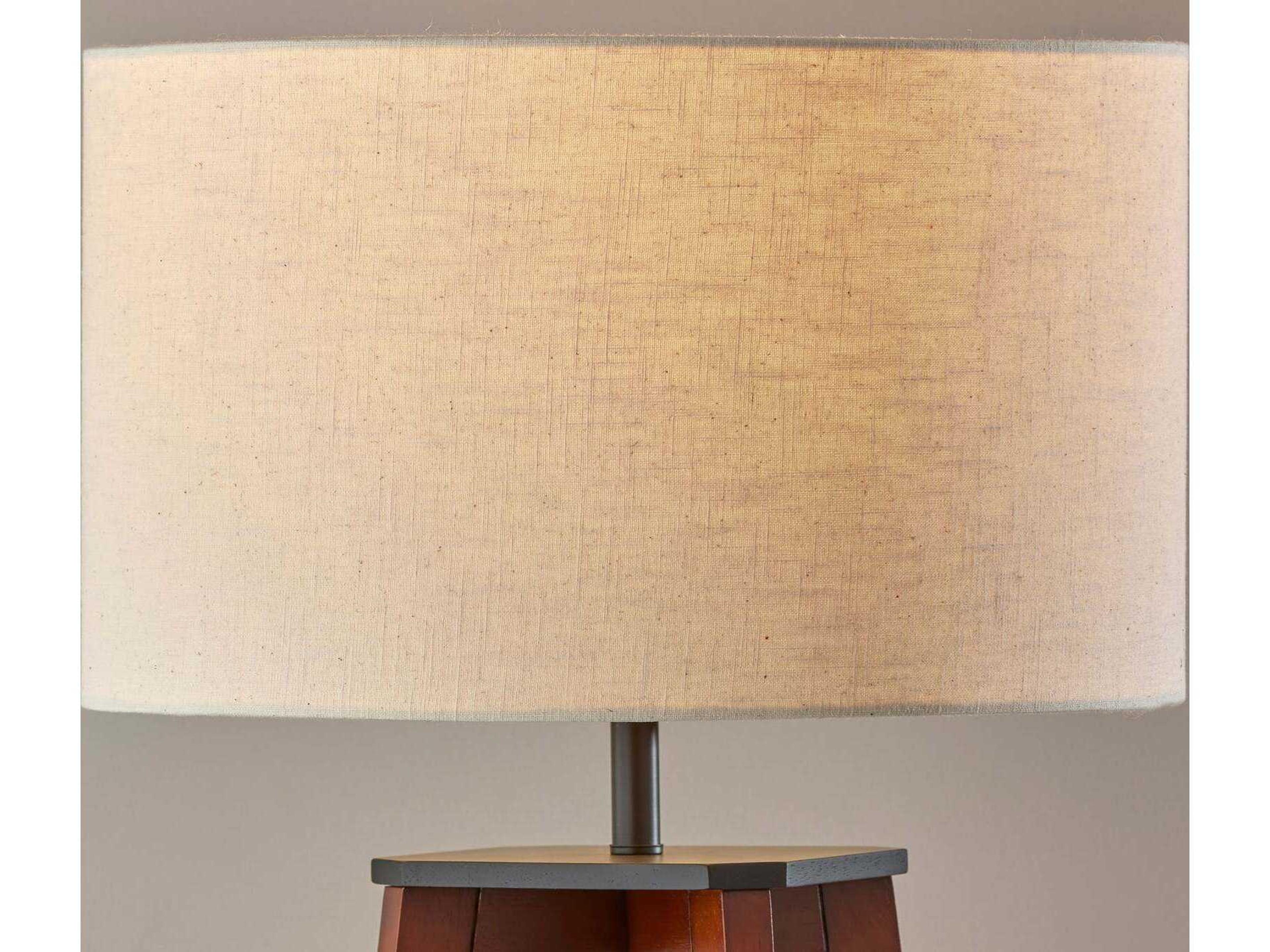 Adesso Kirby Walnut Cream Textured Fabric Brown Floor Lamp