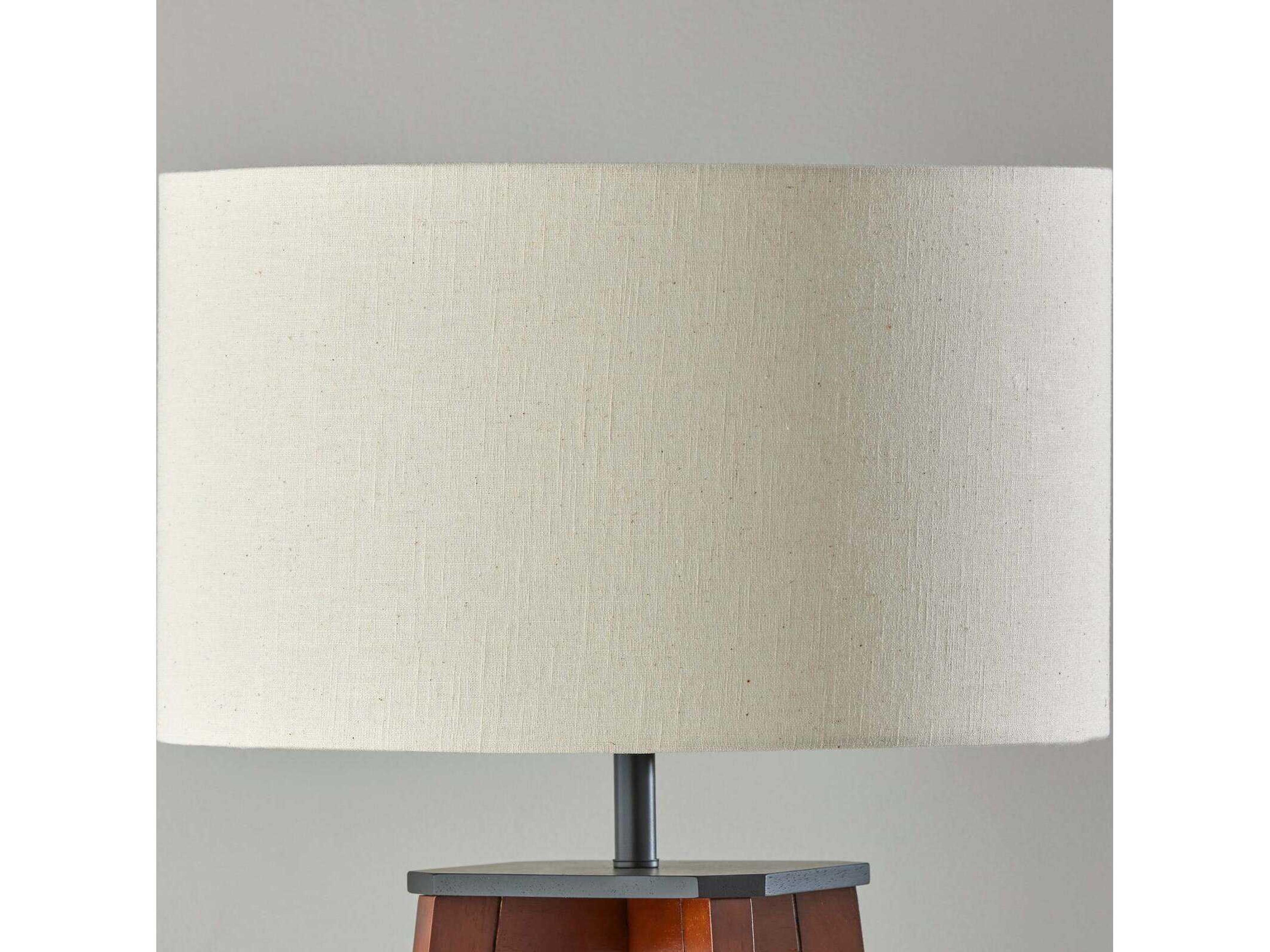 Adesso Kirby Walnut Cream Textured Fabric Brown Floor Lamp
