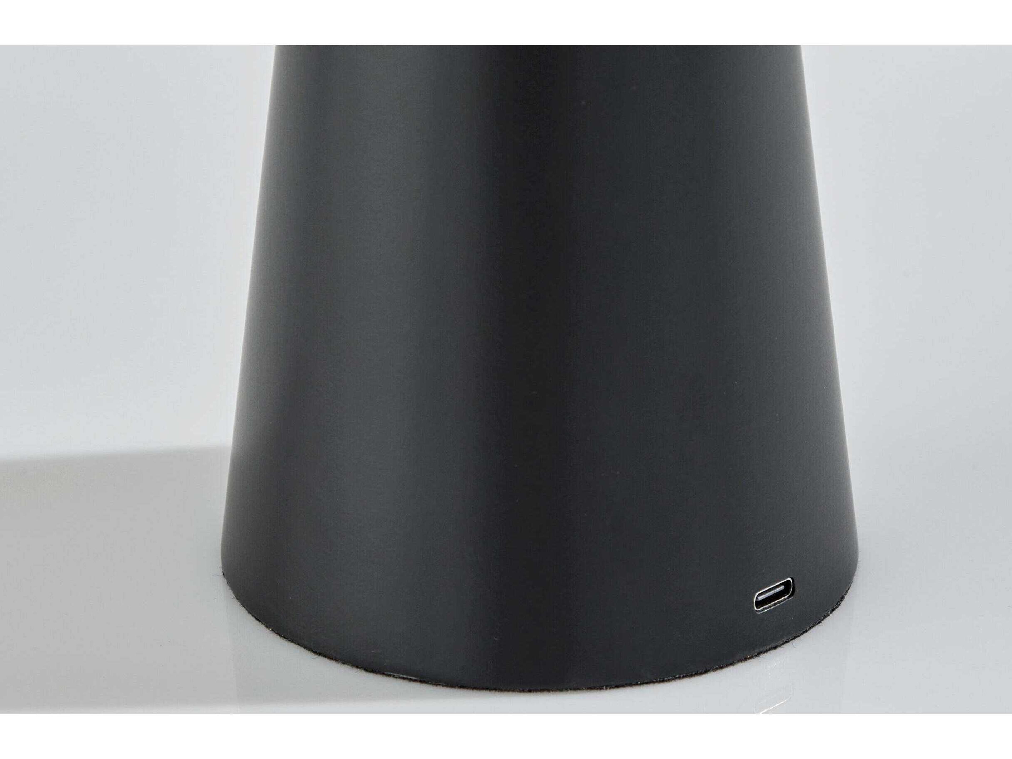Adesso Jacky Black Ribbed White Plastic Table Lamp