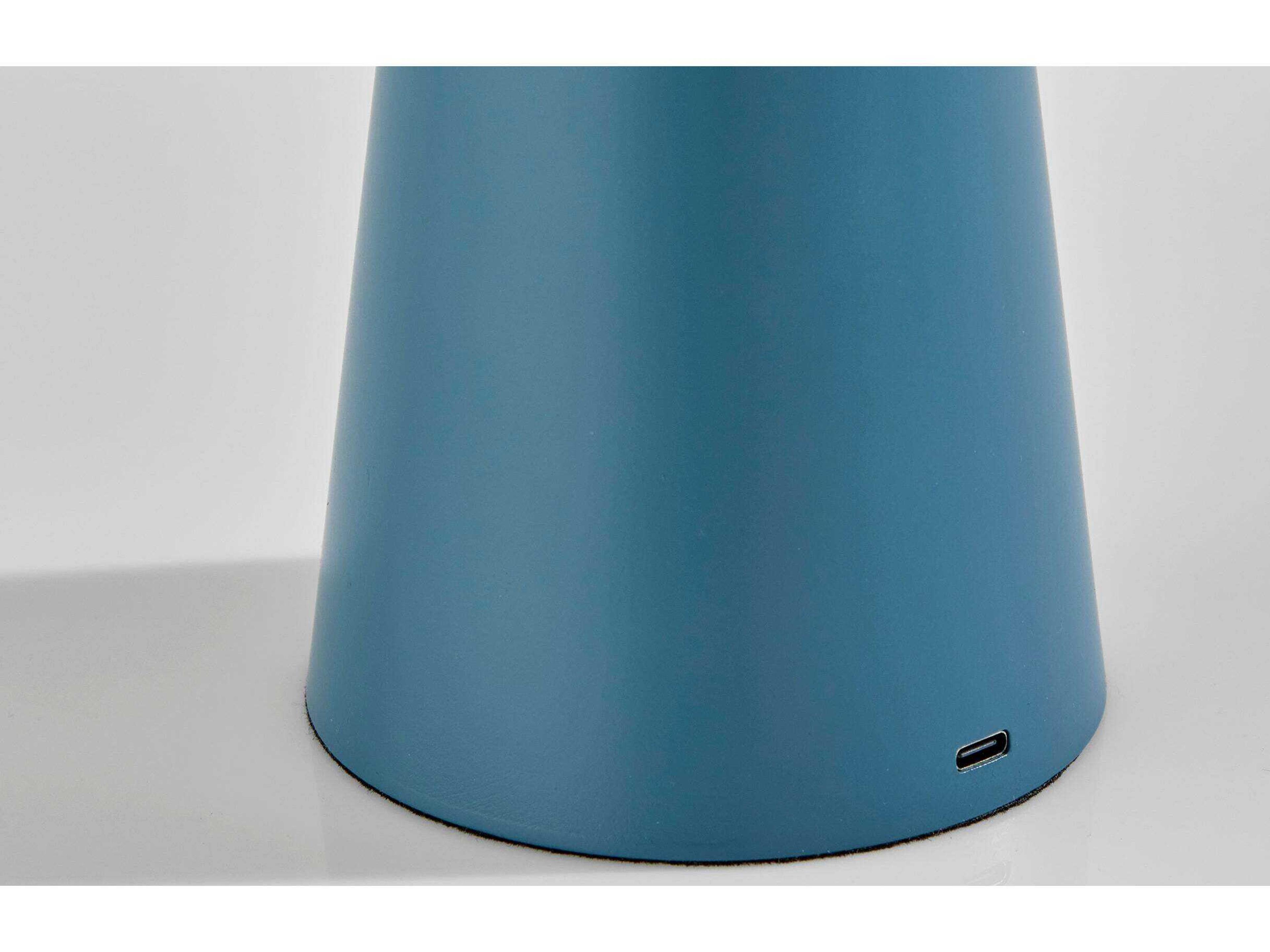 Adesso Jacky Dusty Blue Ribbed White Plastic Table Lamp