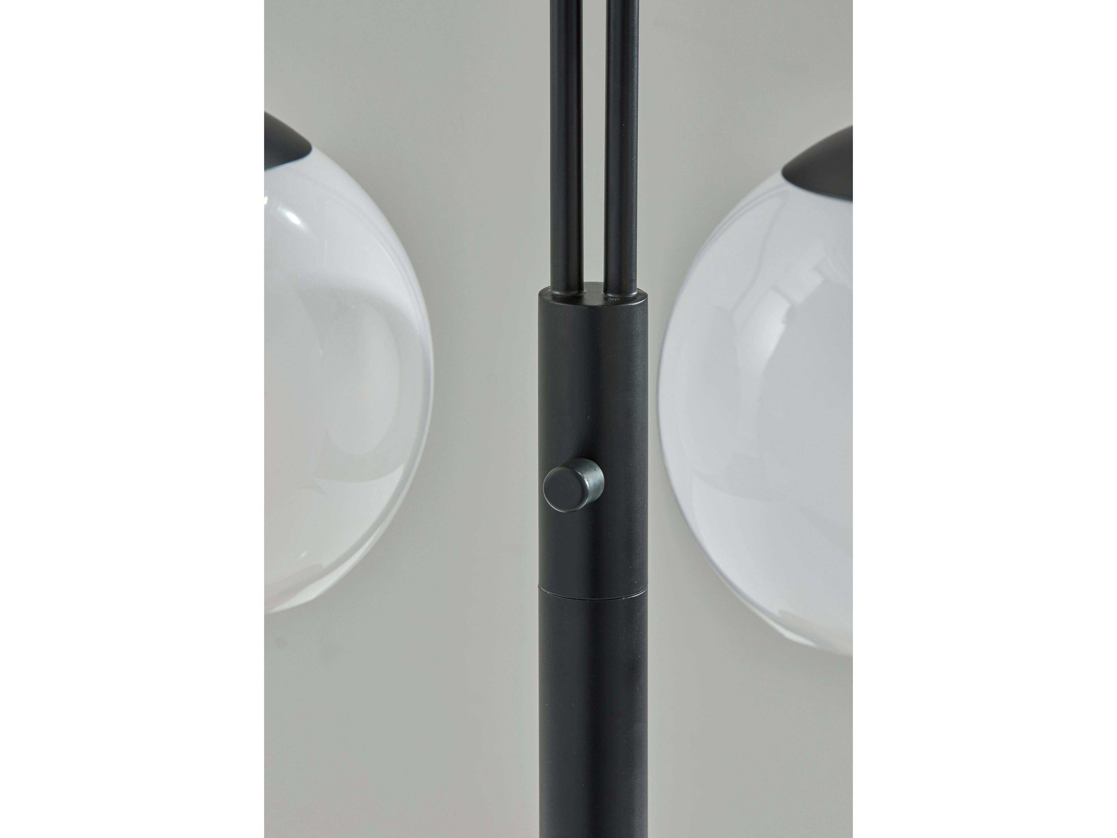 Adesso Stockton Black White Glosted Glass Table Lamp
