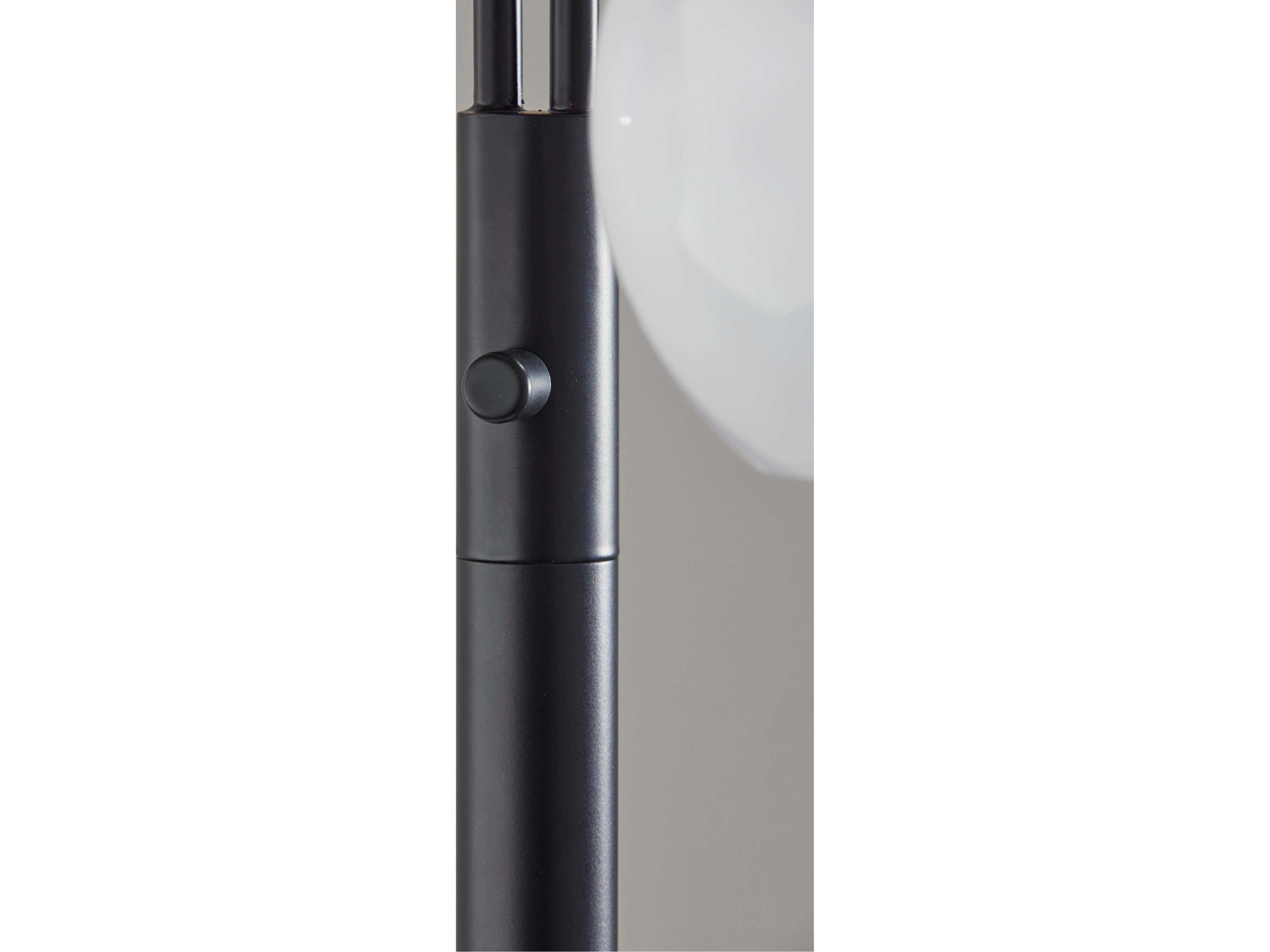 Adesso Stockton Black White Glosted Glass Floor Lamp