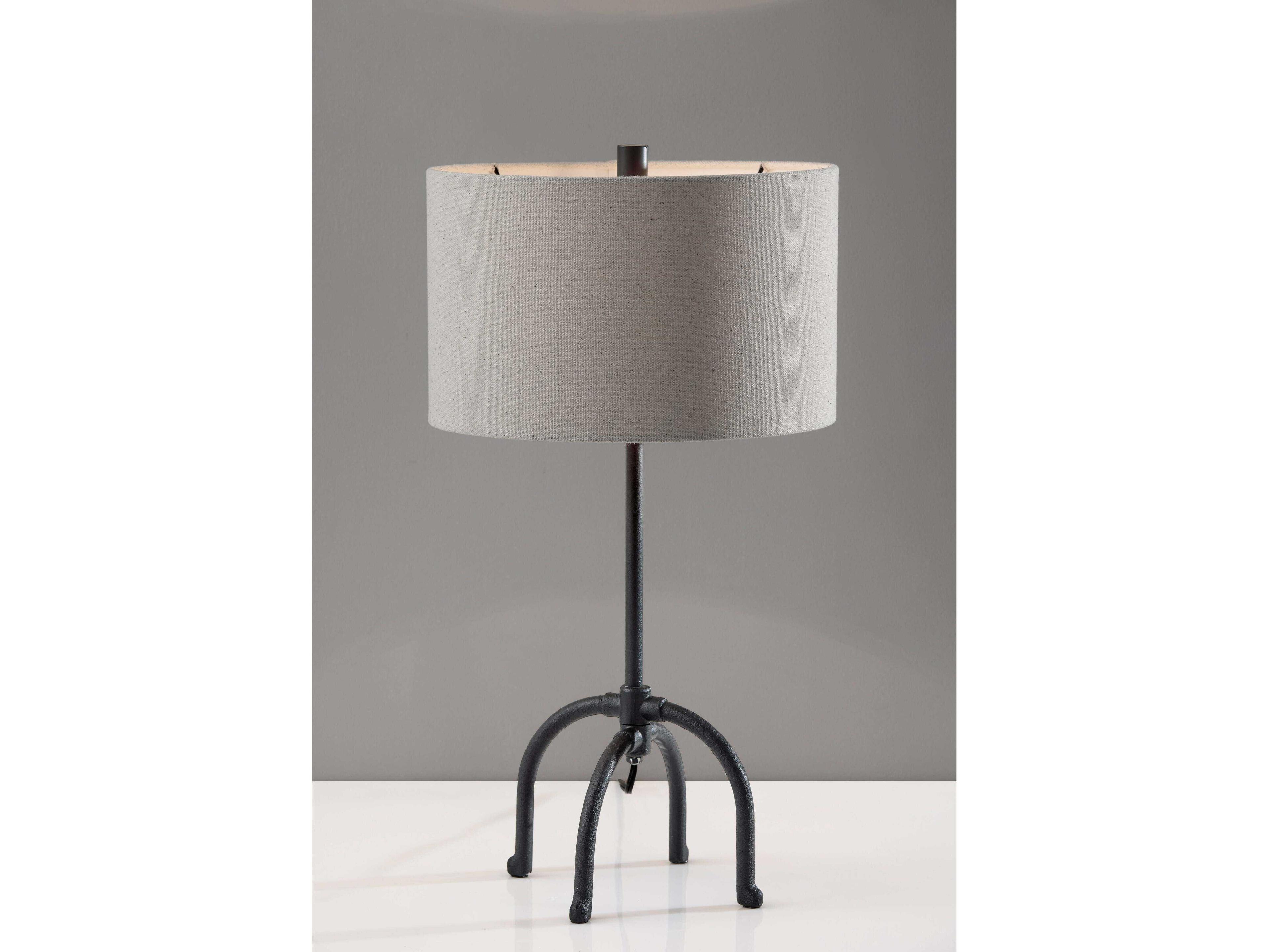 Adesso Silos Black Beige Textured Fabric Buffet Lamp