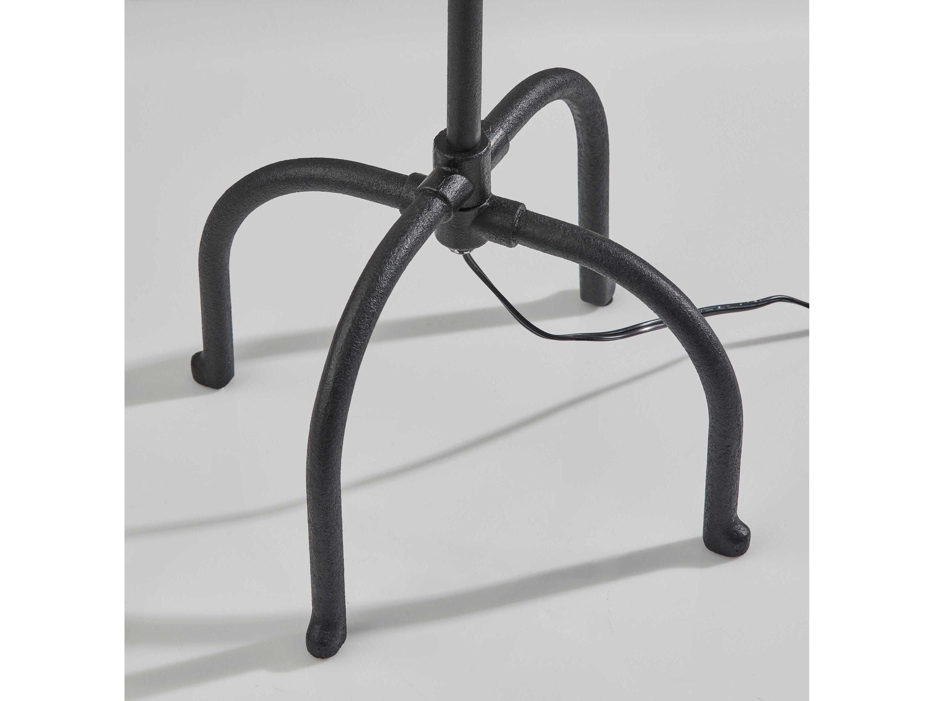 Adesso Silos Black Beige Textured Fabric Floor Lamp