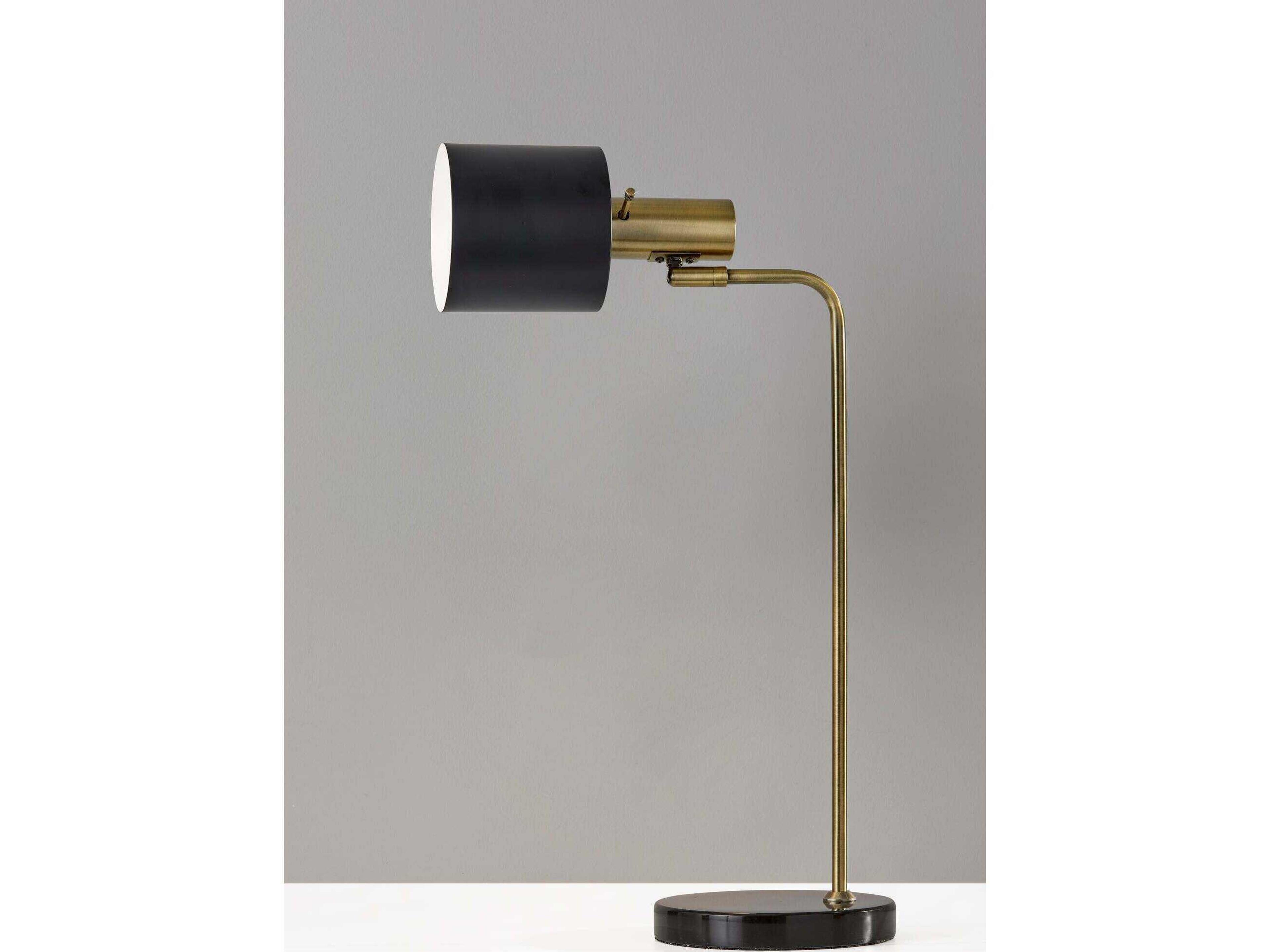 Adesso Emmett Antique Brass Black Painted Metal Desk Lamp