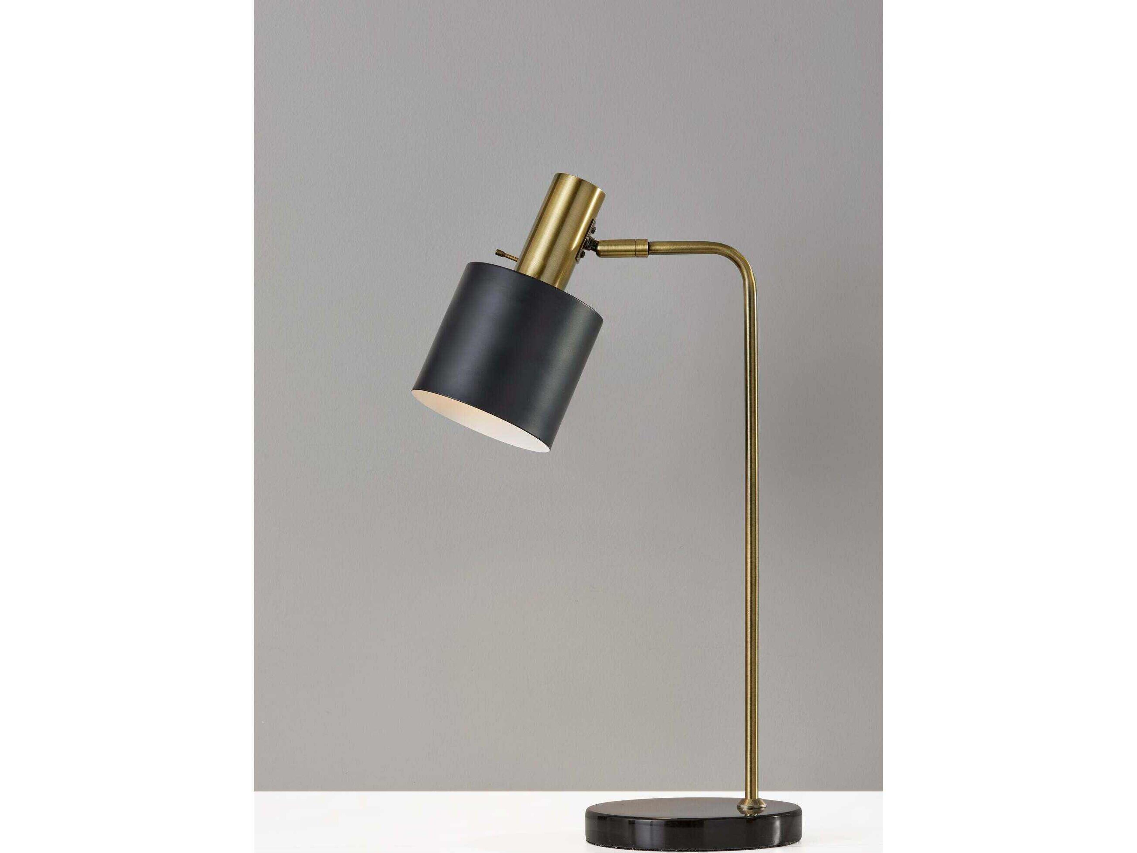 Adesso Emmett Antique Brass Black Painted Metal Desk Lamp