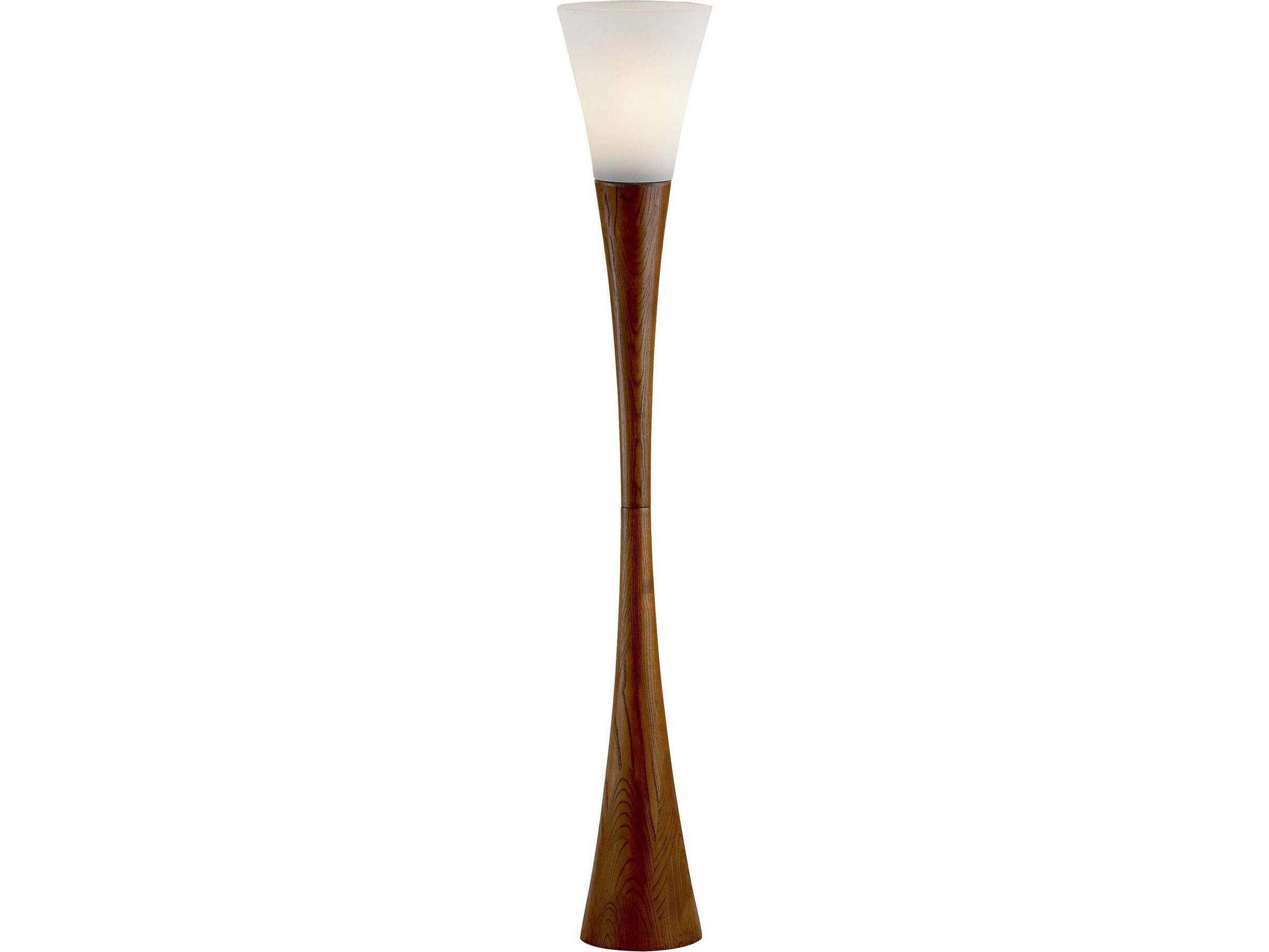 Espresso Floor Lamp Walnut Wood Modern Light