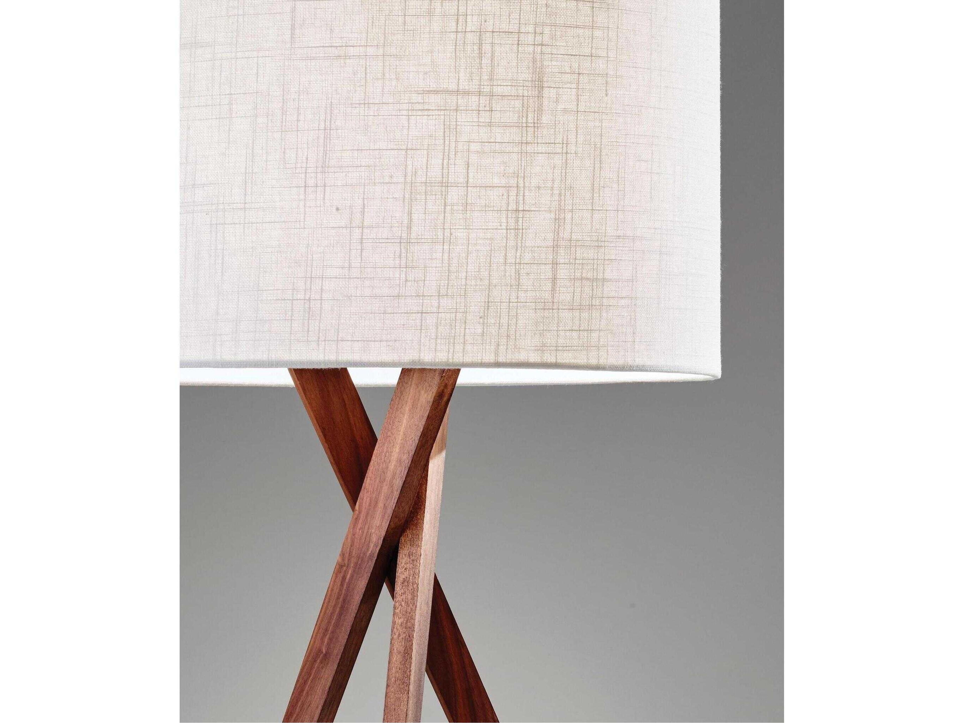 Adesso Brooklyn Walnut White Textured Linen Wood Floor Lamp