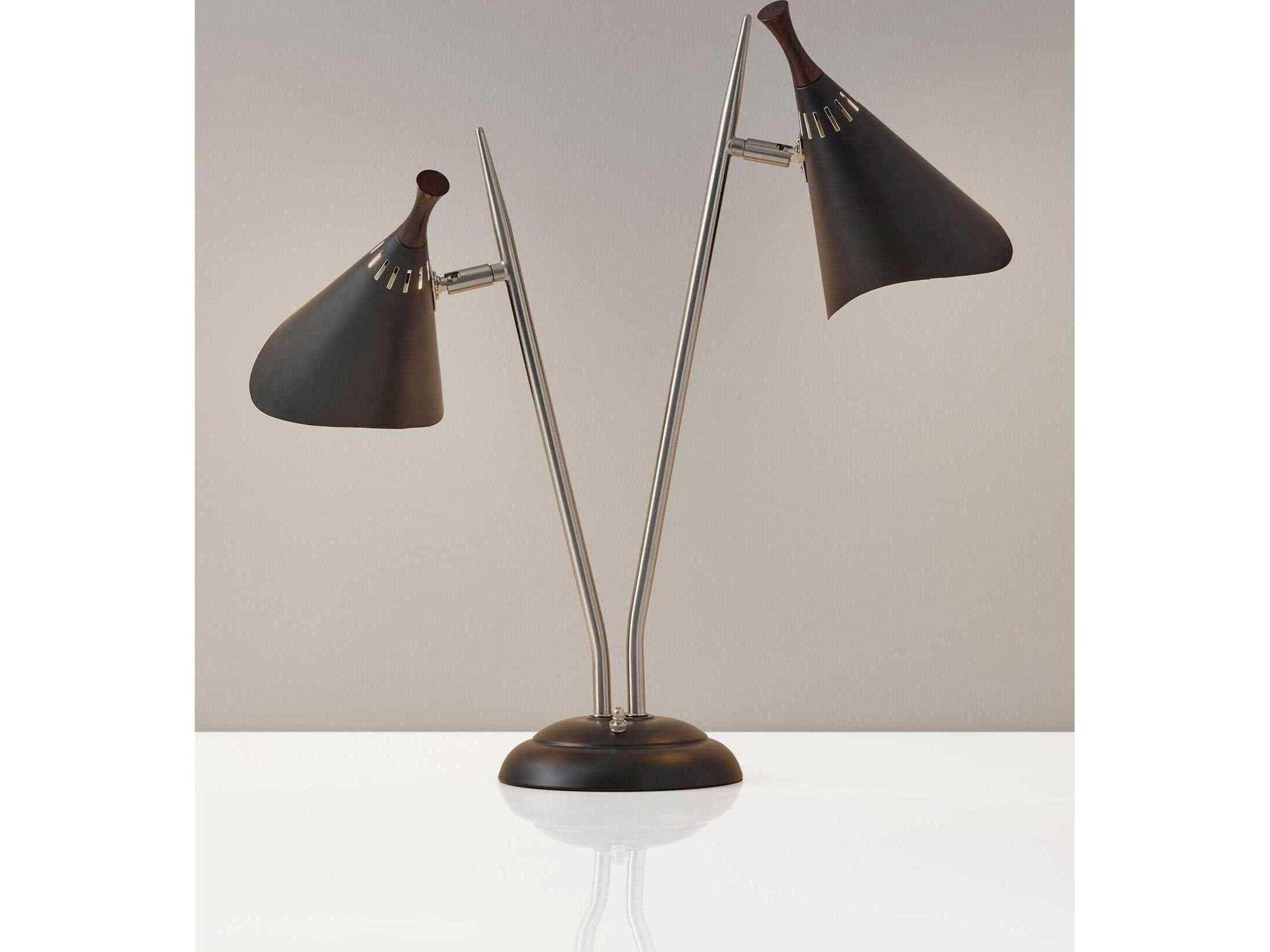 Adesso Draper Brushed Steel Black Painted Metal Desk Lamp