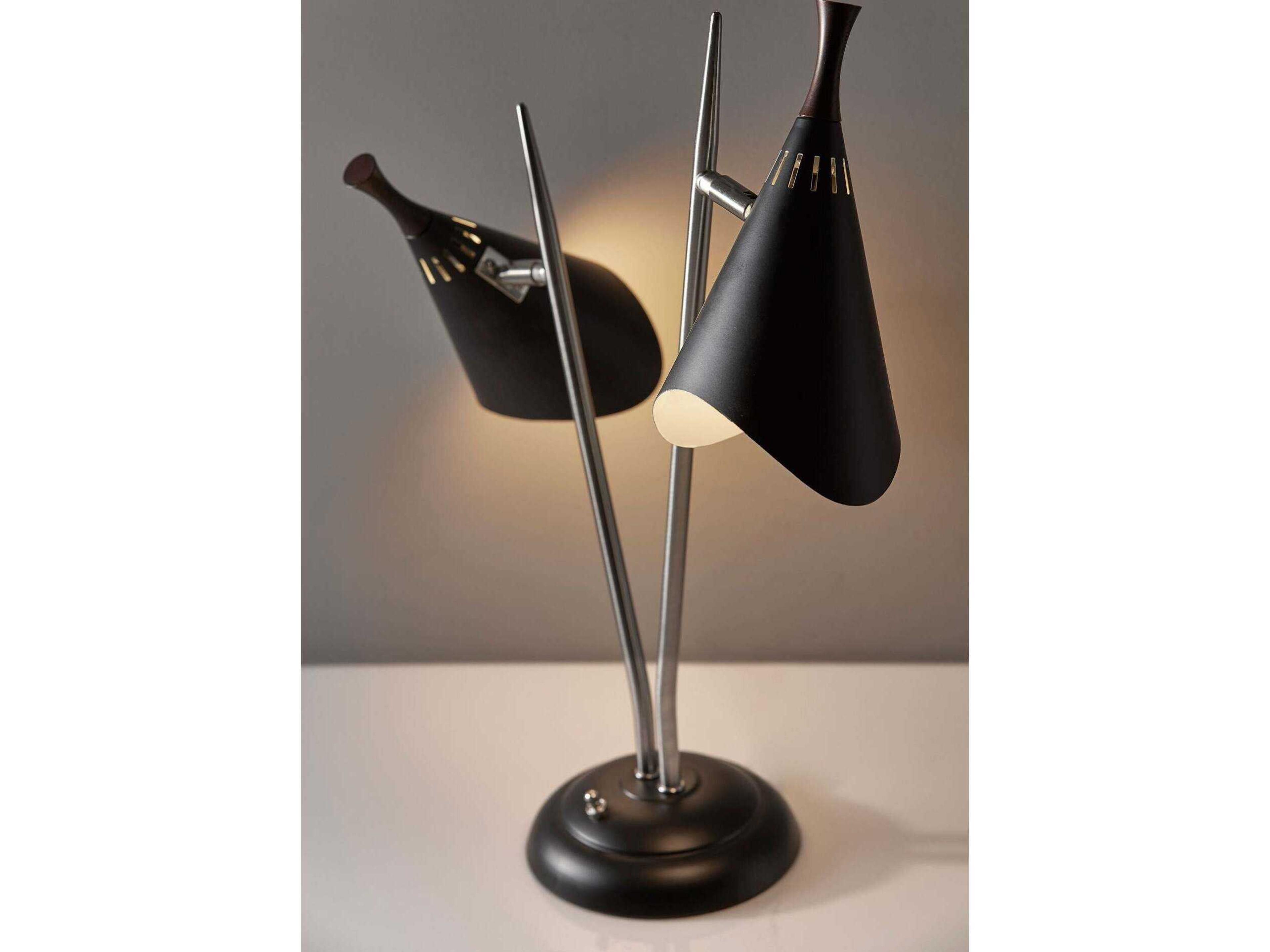 Adesso Draper Brushed Steel Black Painted Metal Desk Lamp