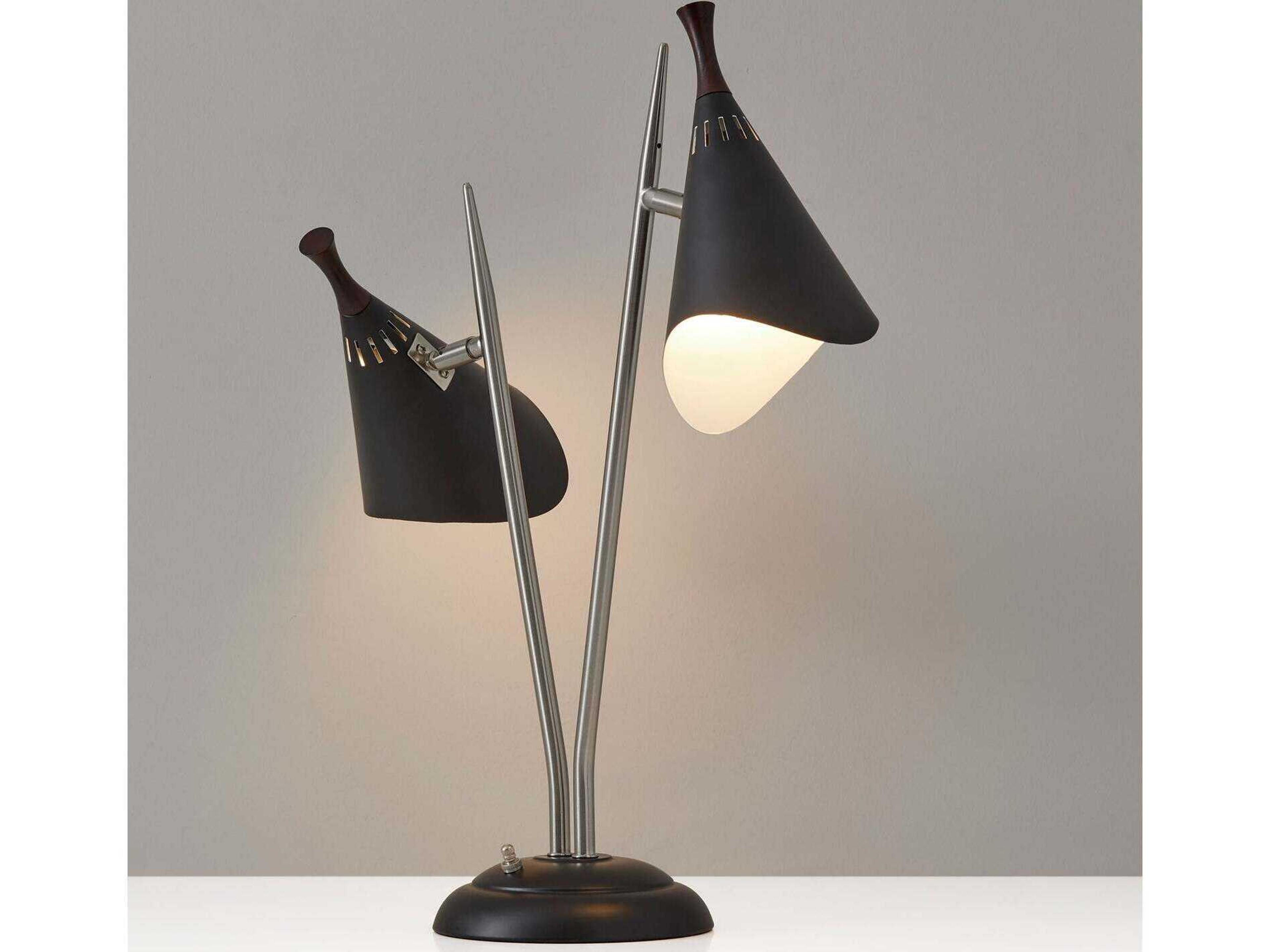 Adesso Draper Brushed Steel Black Painted Metal Desk Lamp