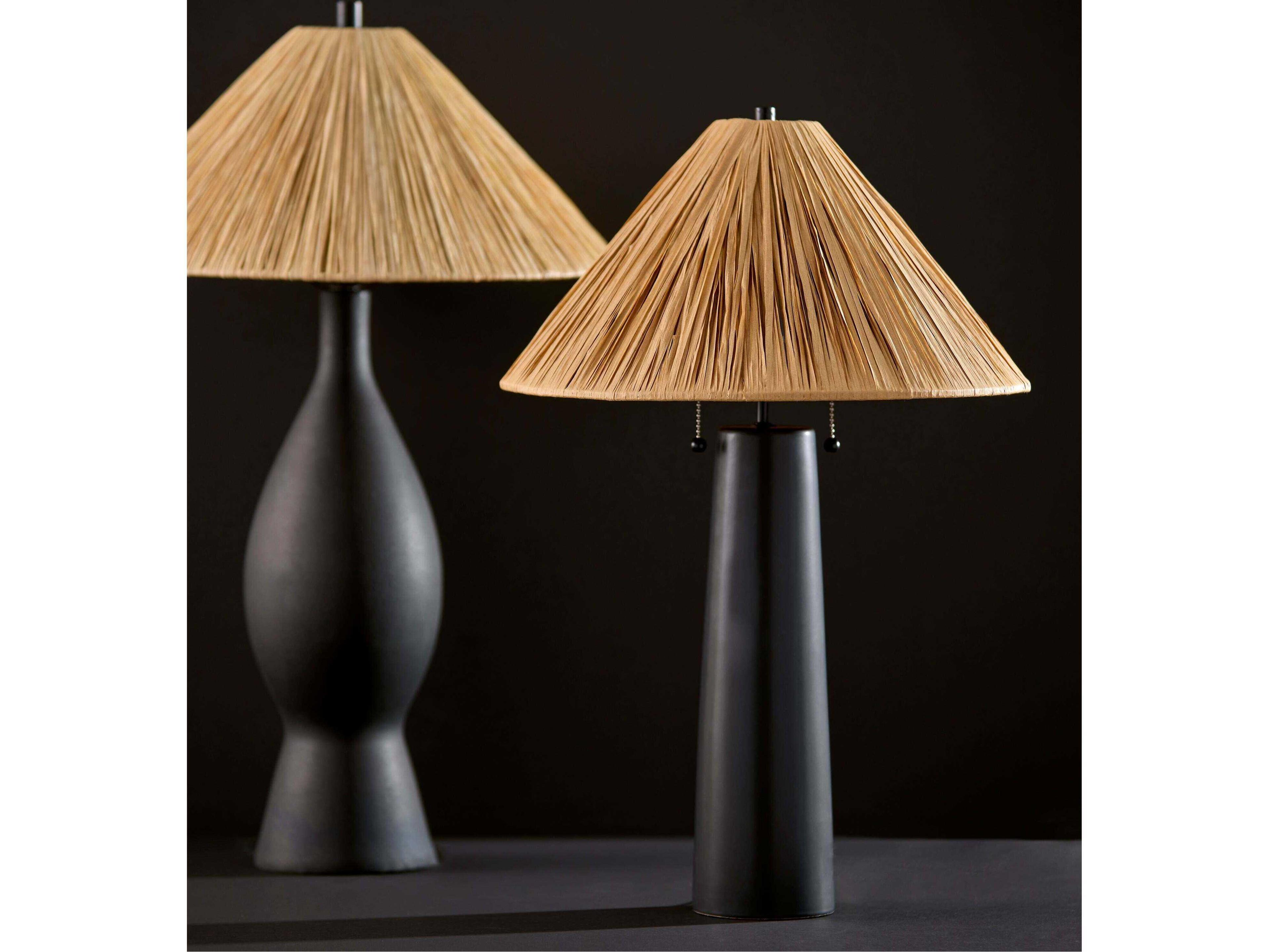 Adesso Waylon Black Raffia Grass Table Lamp
