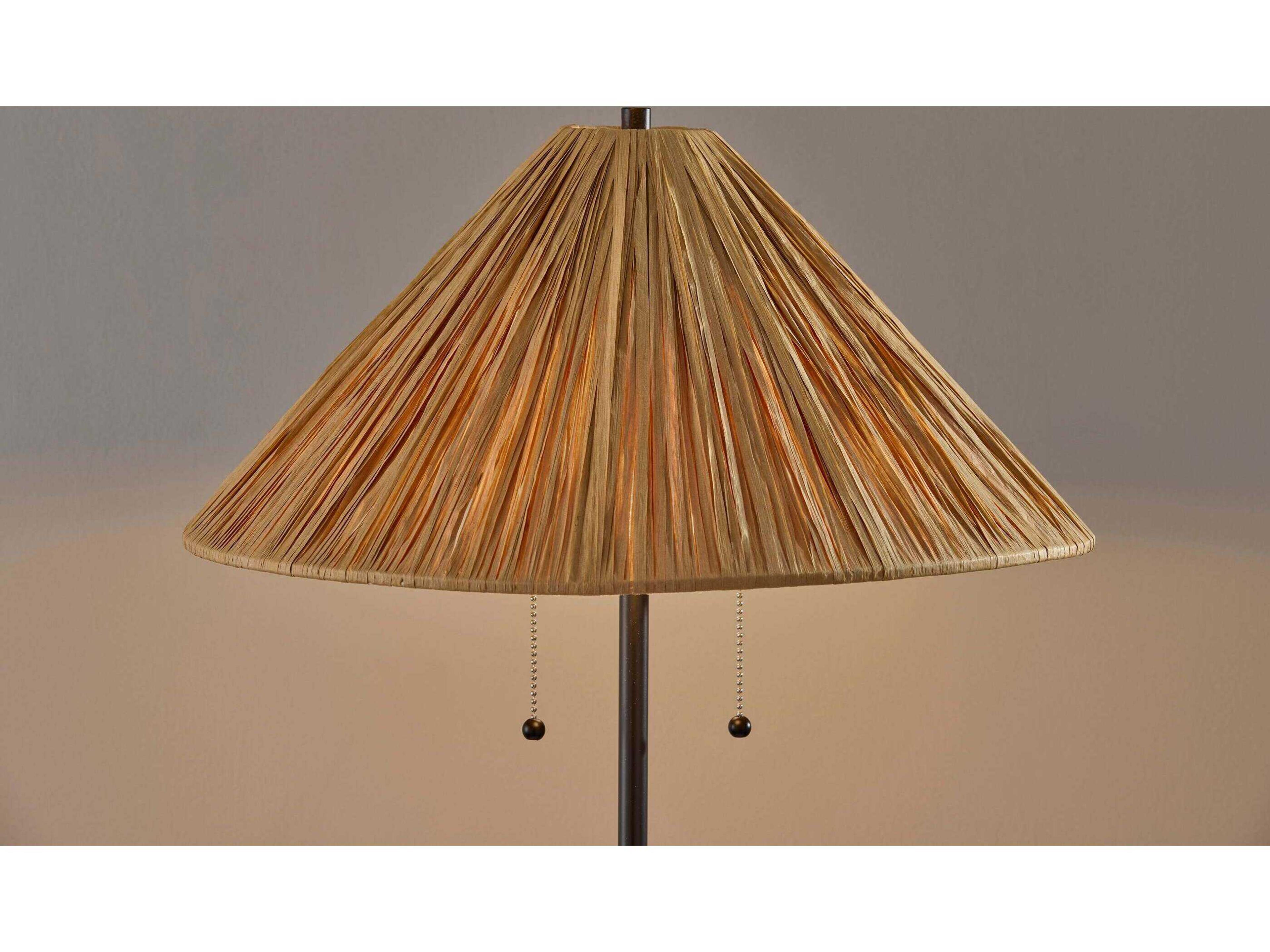 Adesso Waylon Black Raffia Grass Floor Lamp