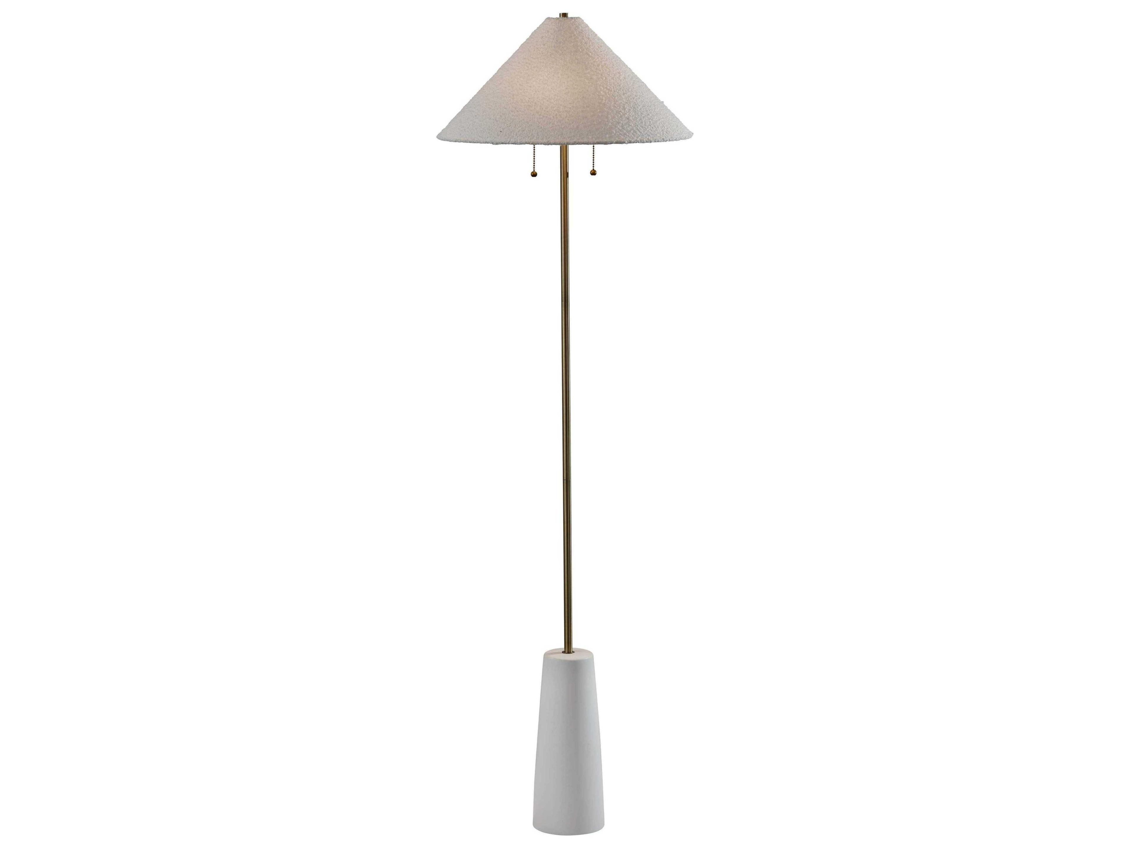 Waylon Floor Lamp White and Antique Brass