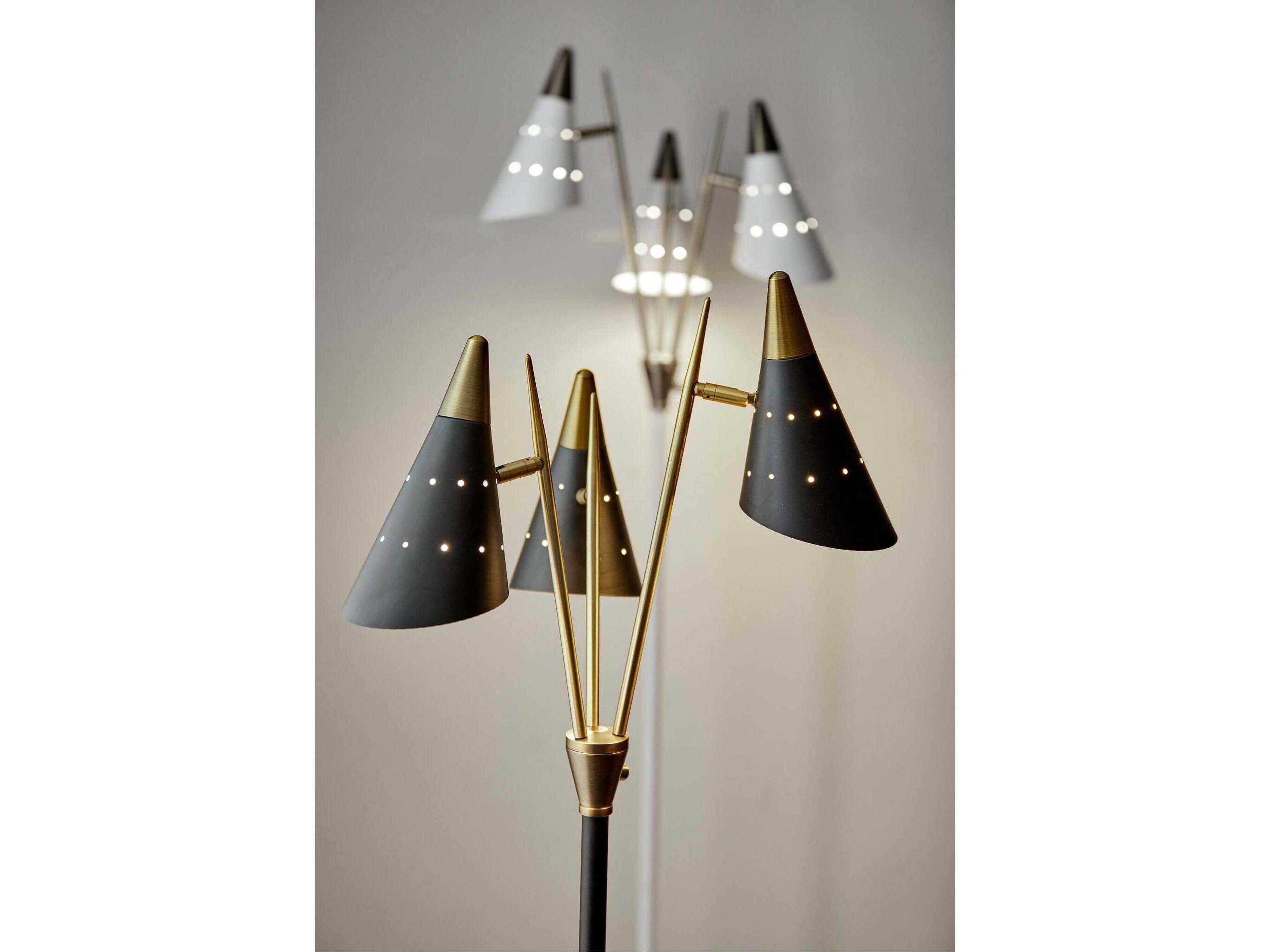 Adesso Nadine Black Antique Brass Matte Metal Floor Lamp
