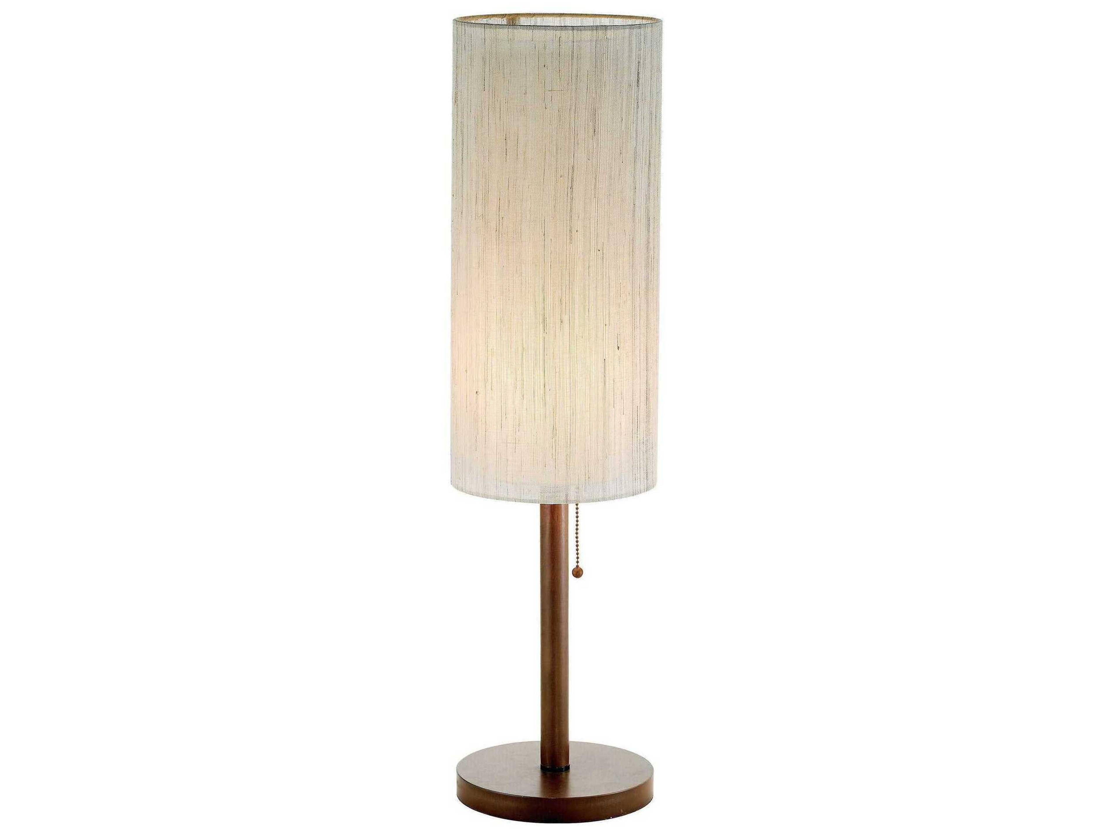 Adesso Hamptons Walnut Eucalyptus Textured Beige Linen Wood Buffet Lamp