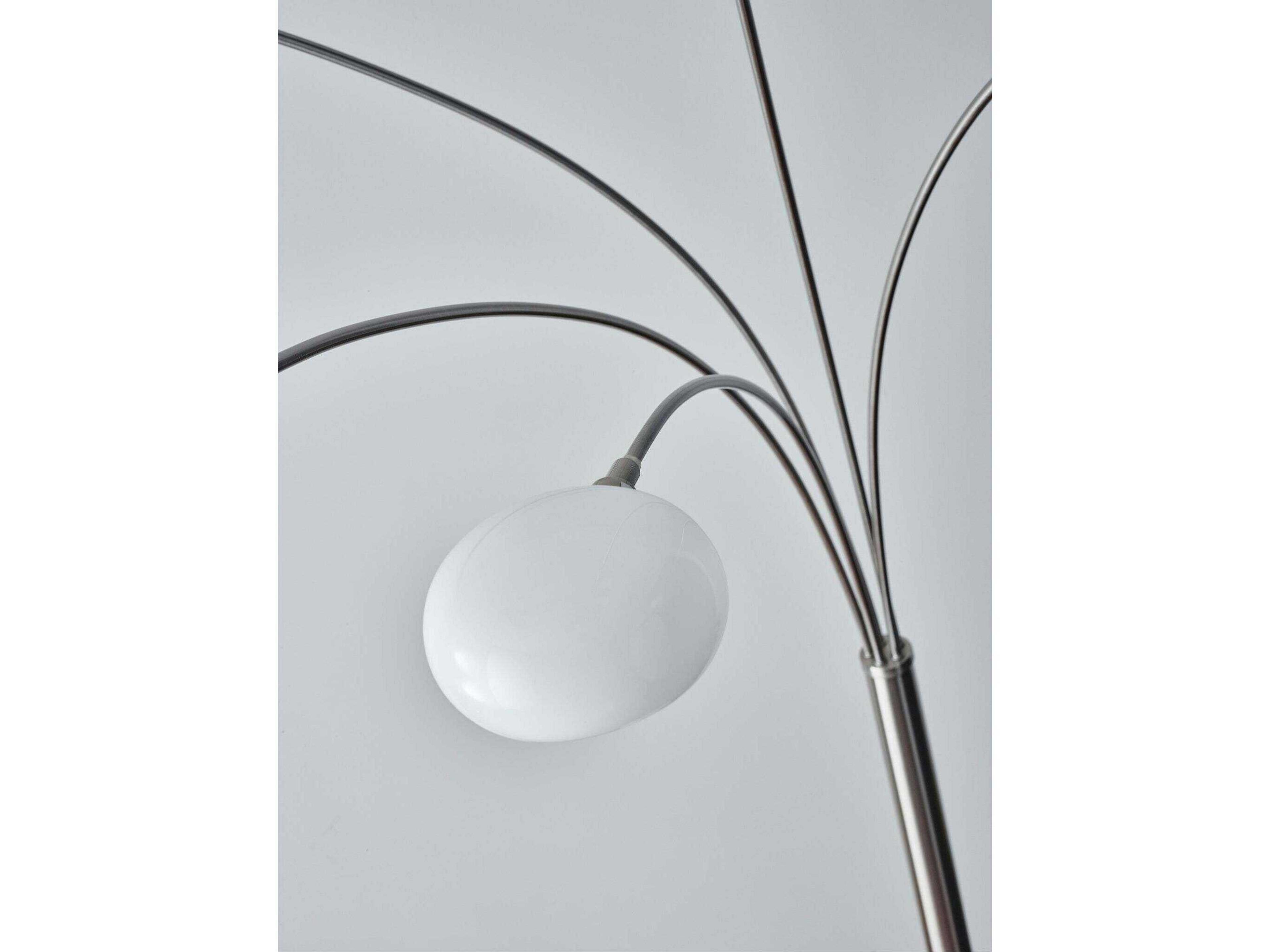 Adesso Luna Brushed Steel White Milk Glass Silver Floor Lamp