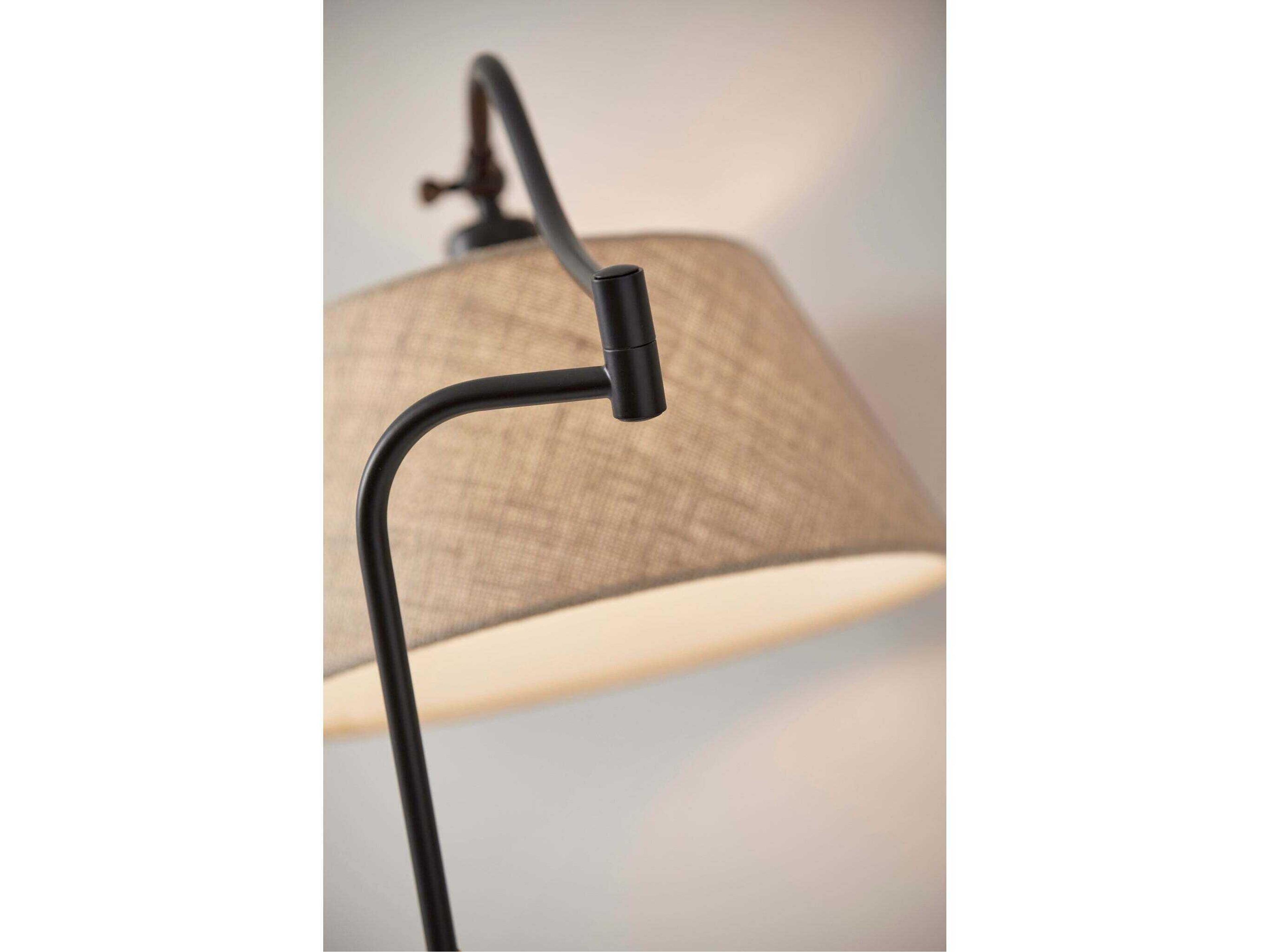 Adesso Rodeo Antique Bronze Khaki Burlap Floor Lamp