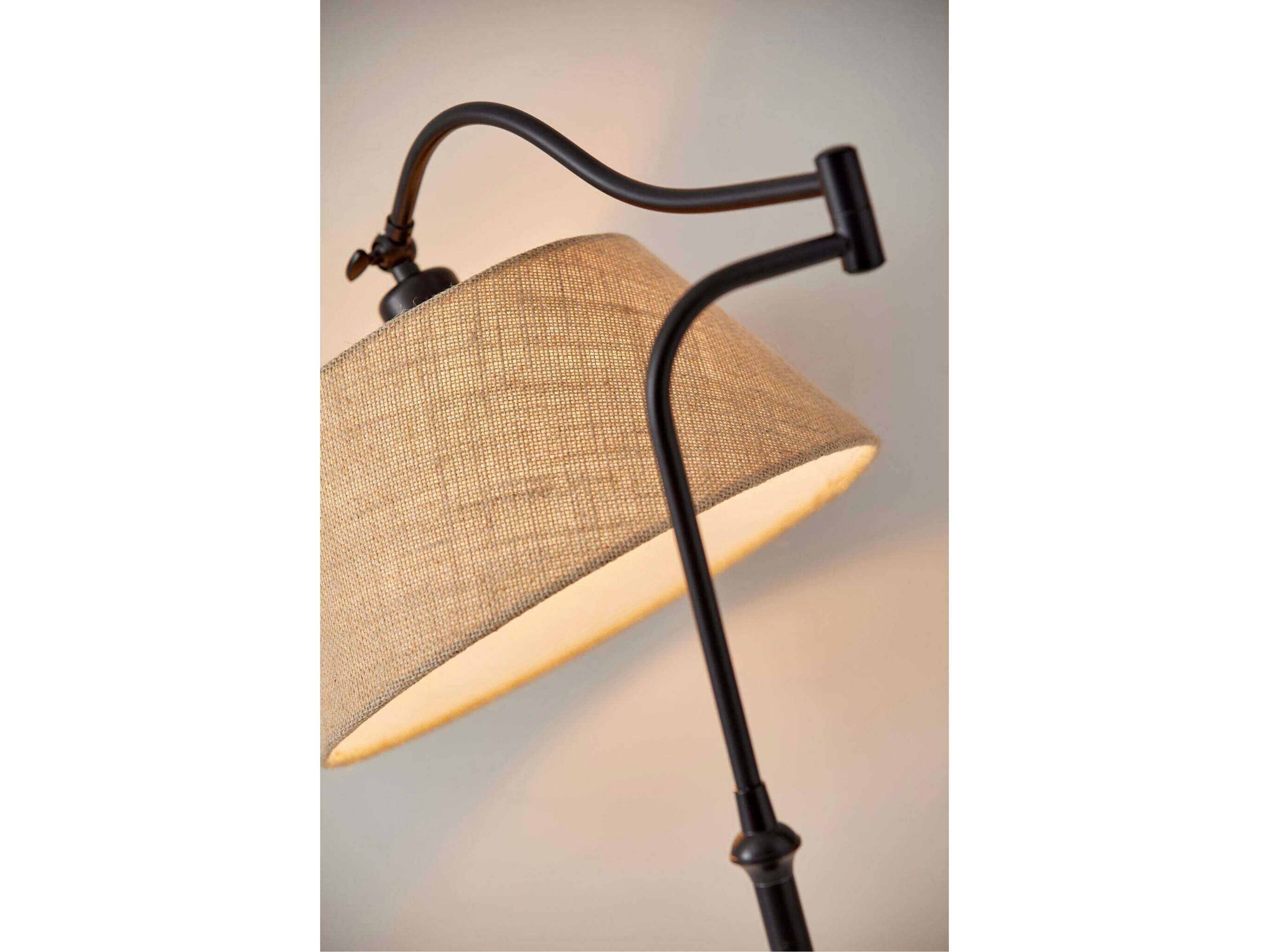 Adesso Rodeo Antique Bronze Khaki Burlap Floor Lamp