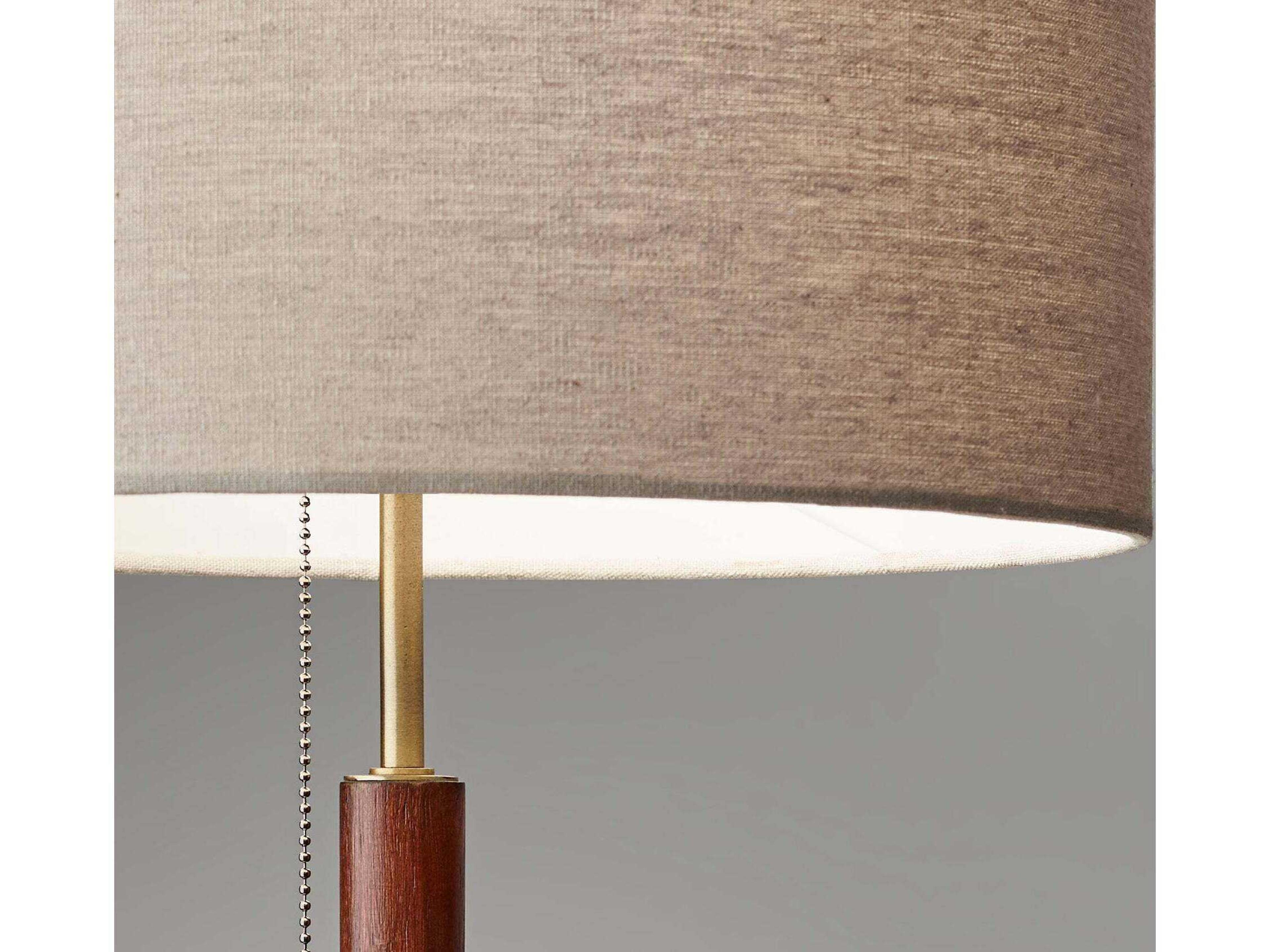 Adesso Hamilton Walnut Eucalyptus Antique Brass Natural Linen Buffet Lamp