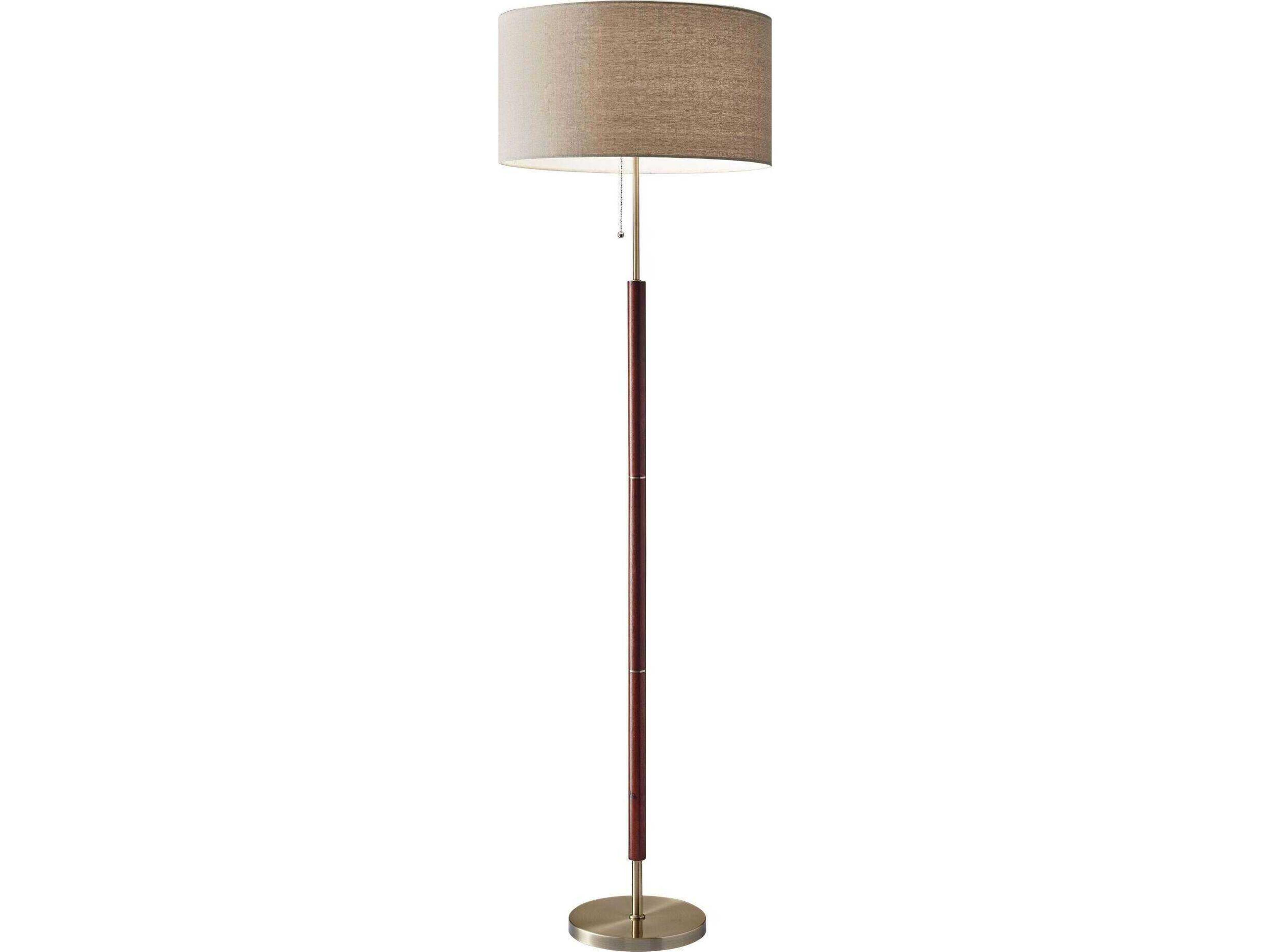 Hamilton Floor Lamp in Walnut and Antique Brass