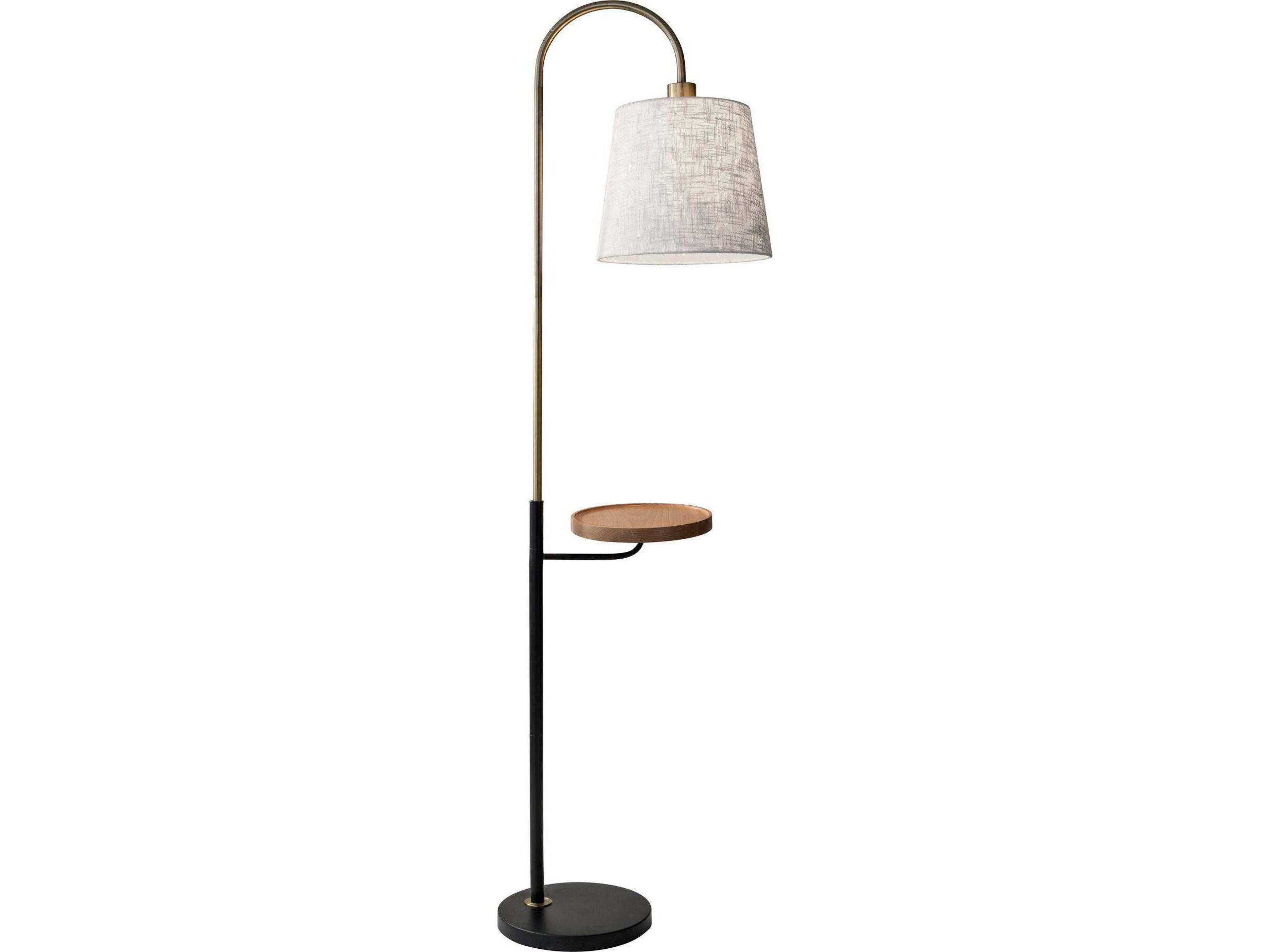 Jeffrey Shelf Floor Lamp with USB Port Antique Brass