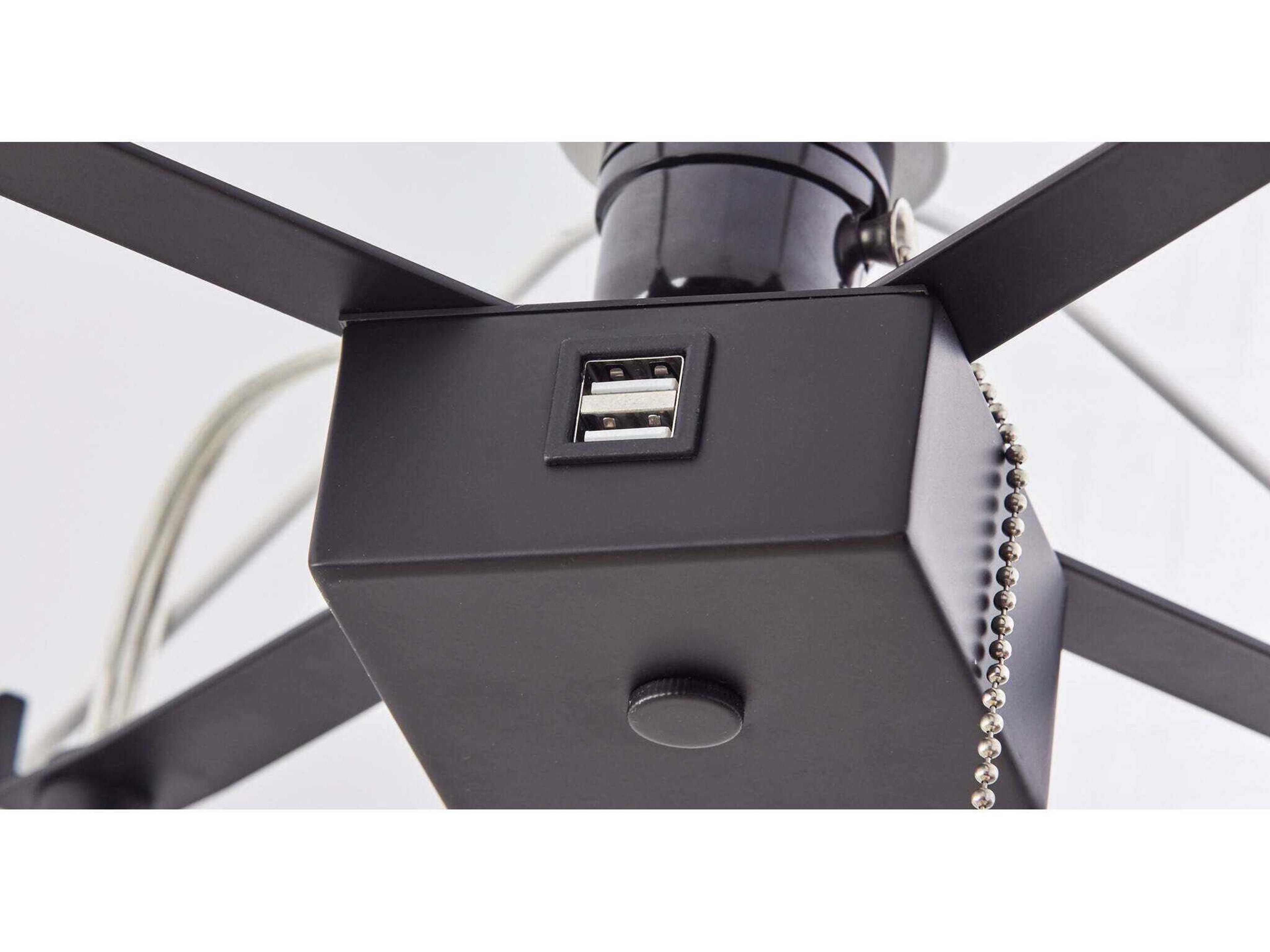 Adesso Henry Black Natural White Linen Floor Lamp