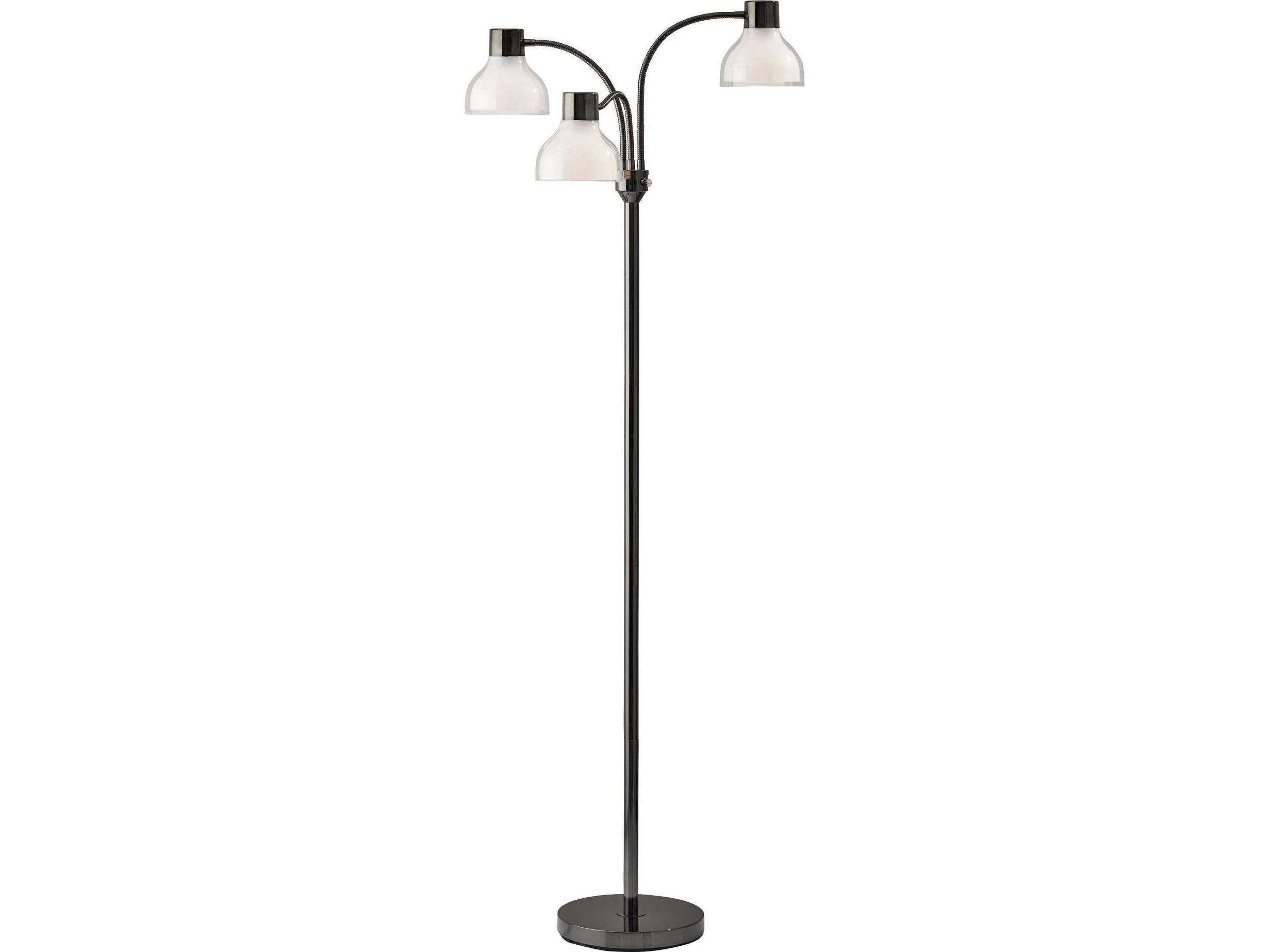 Presley 3-Arm Floor Lamp in Black Nickel