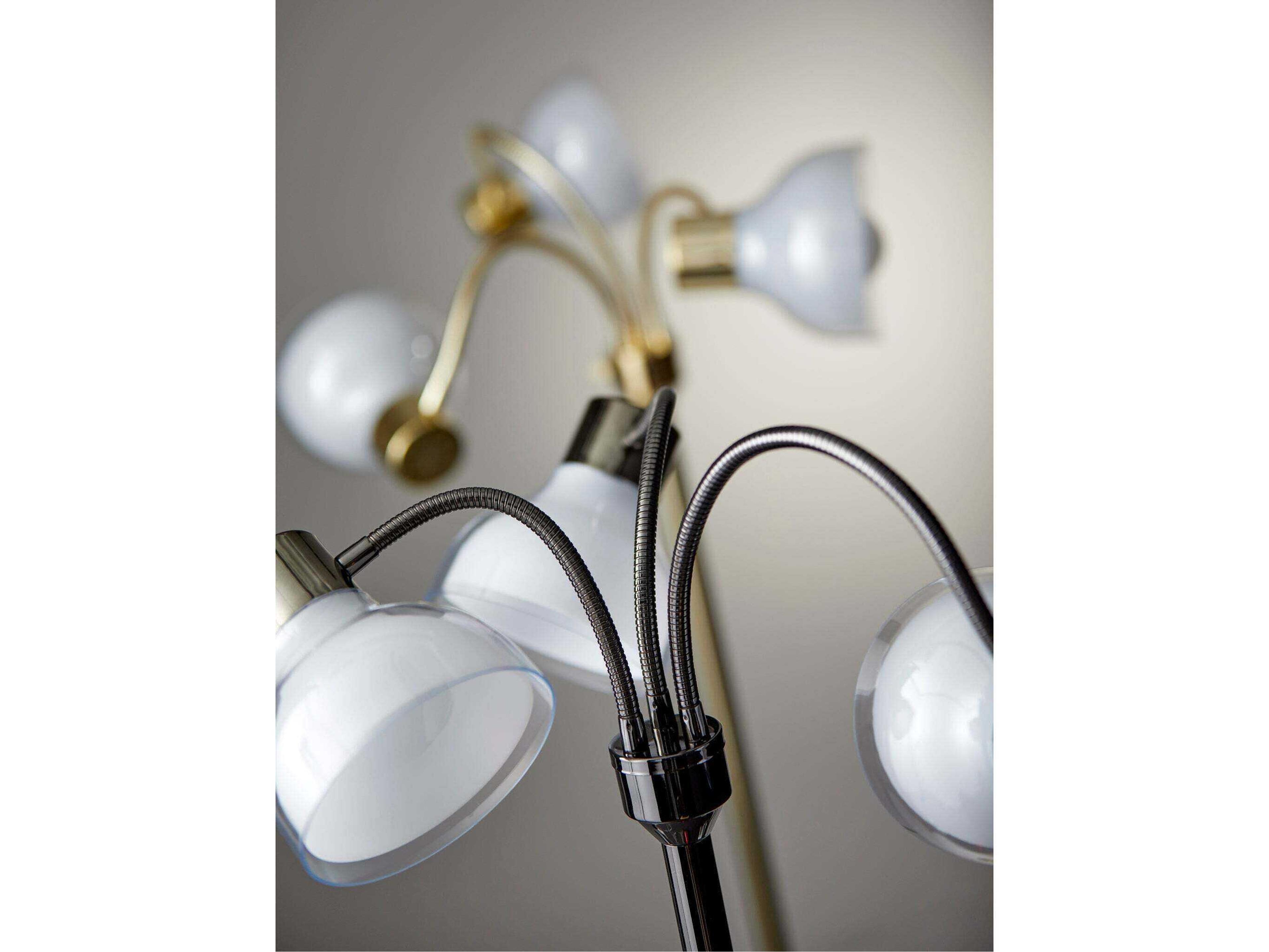 Adesso Presley Shiny Gold Clear Plastic Outer Frosted Inner Floor Lamp